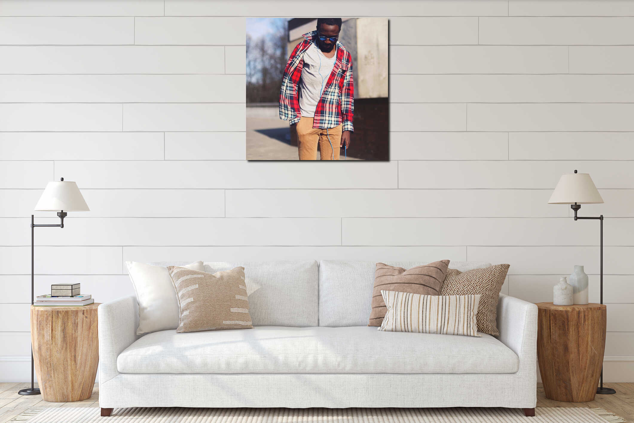 Canvas hanging interior mockup