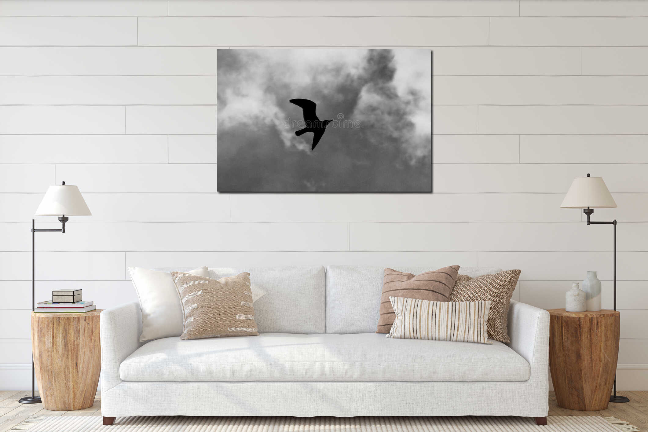 Canvas hanging interior mockup