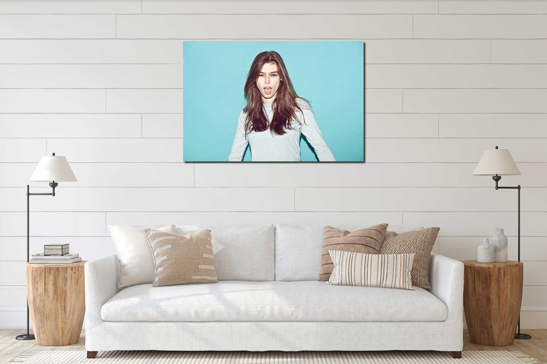 Canvas hanging interior mockup