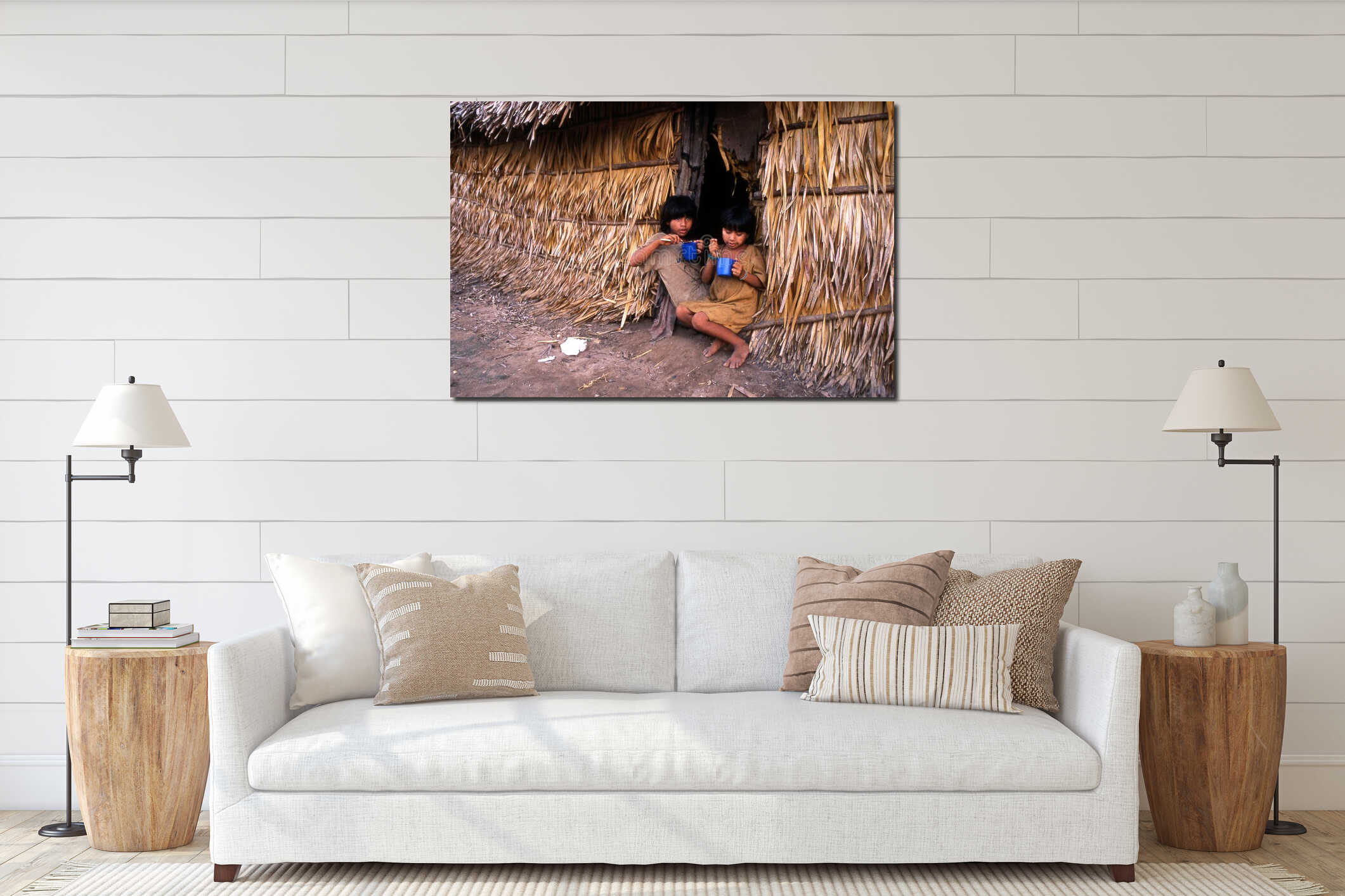 Canvas hanging interior mockup