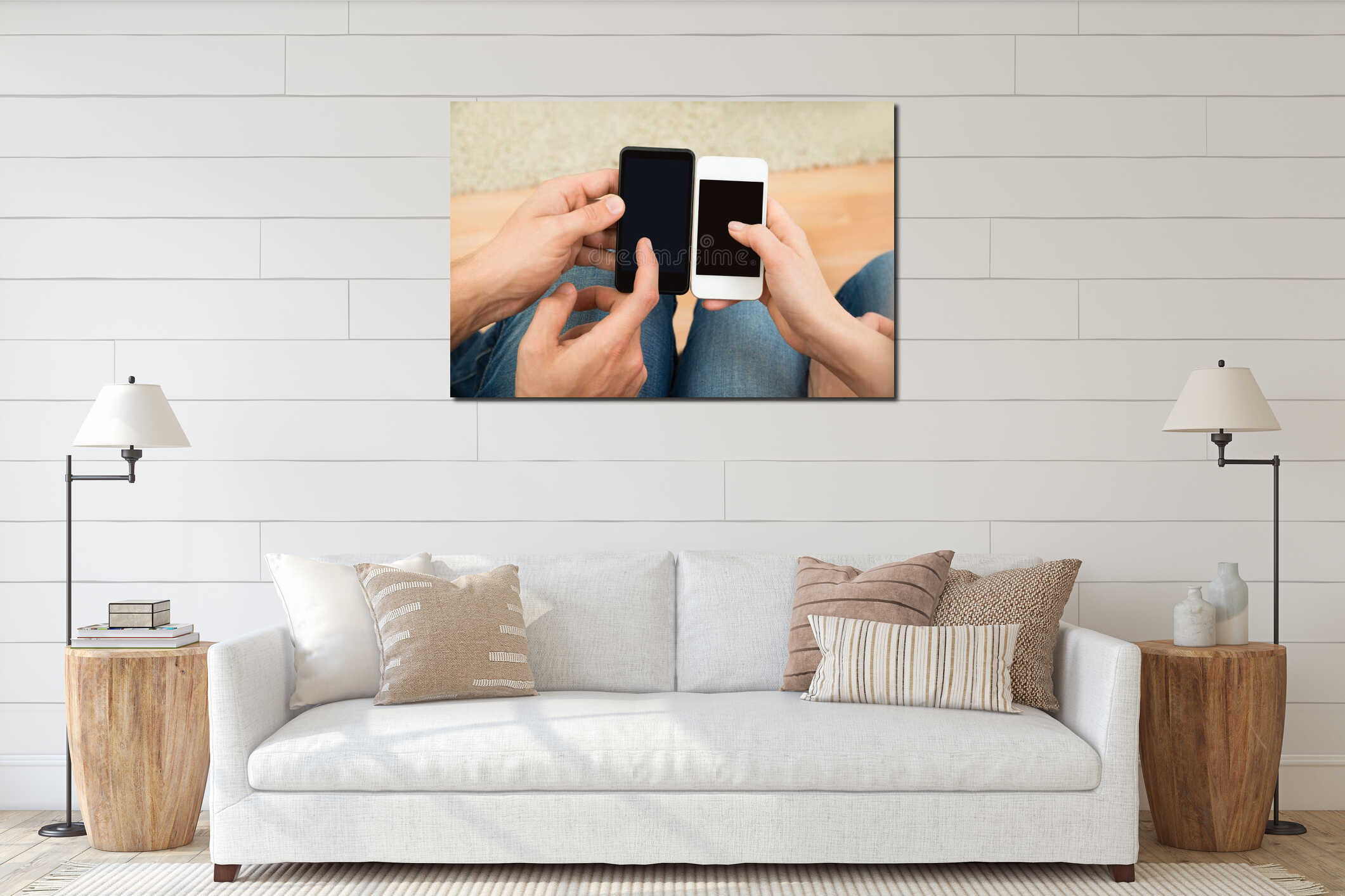 Canvas hanging interior mockup