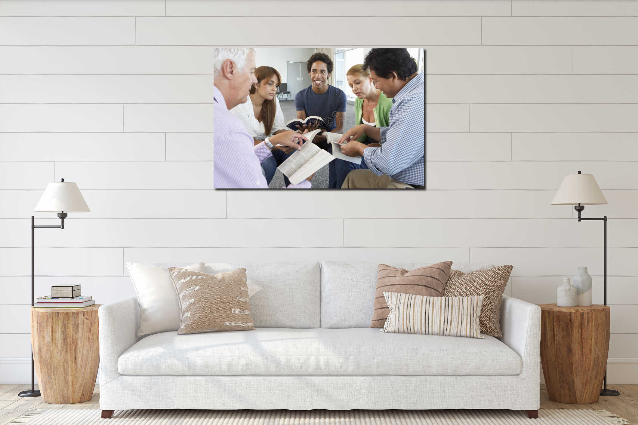 Canvas hanging interior mockup