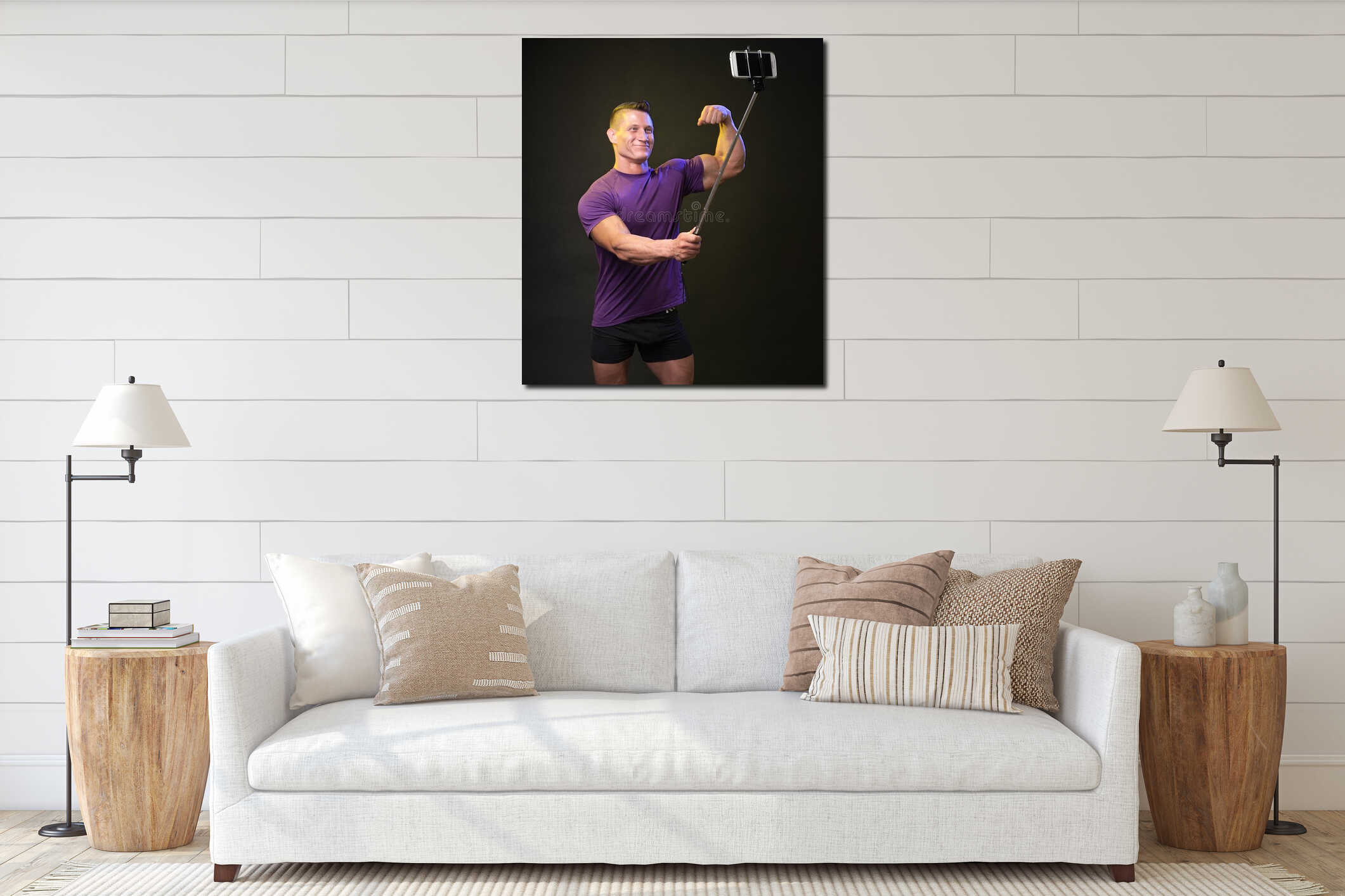 Canvas hanging interior mockup