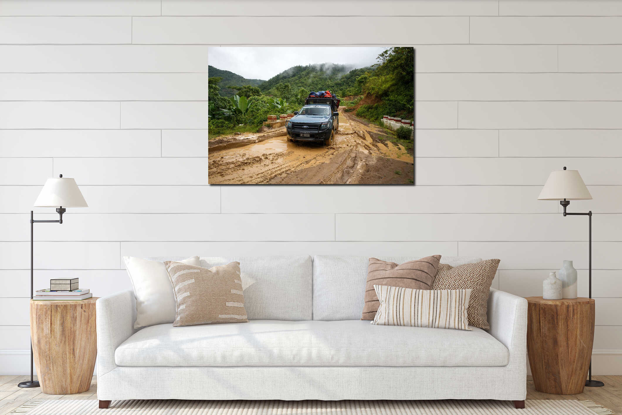 Canvas hanging interior mockup