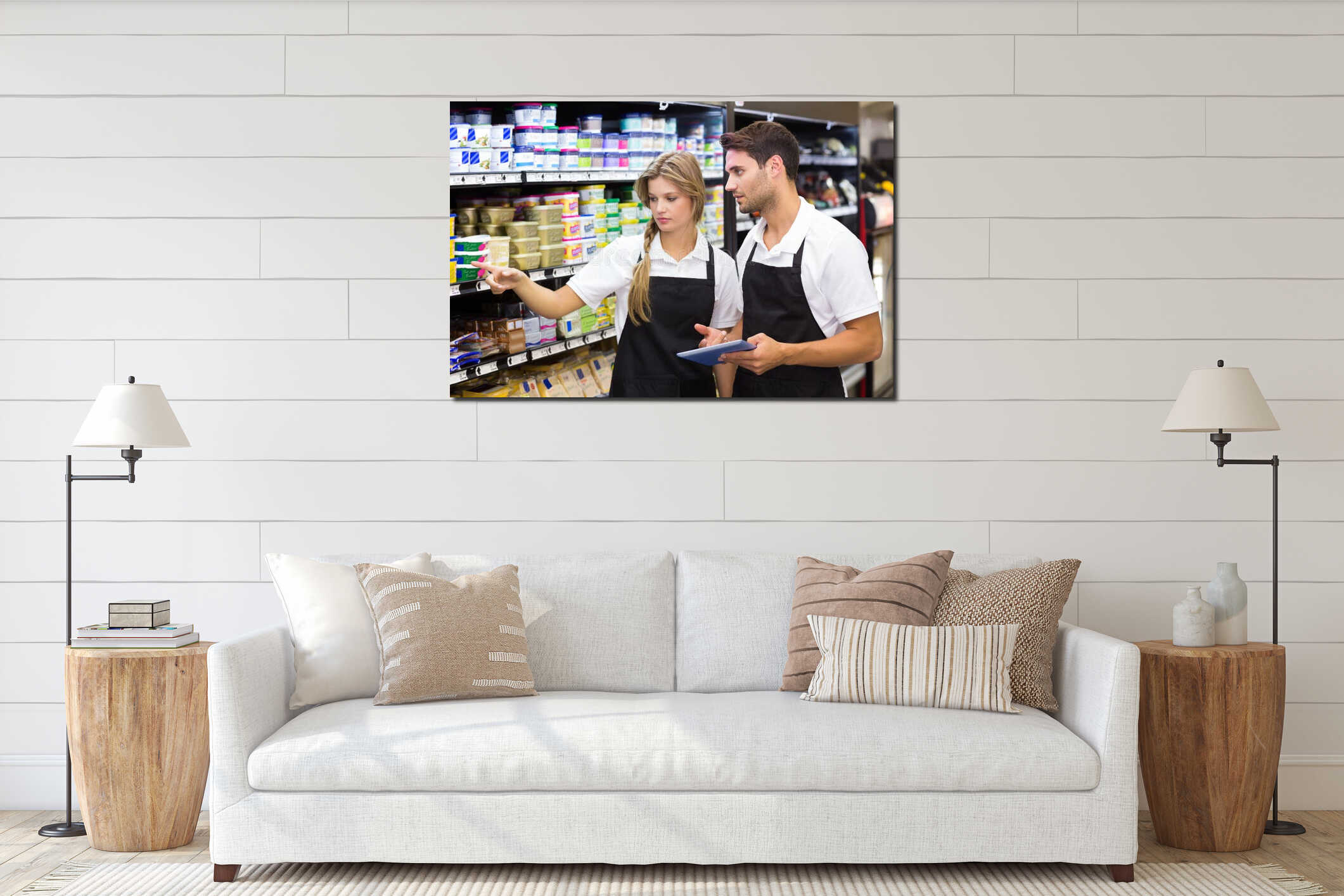 Canvas hanging interior mockup