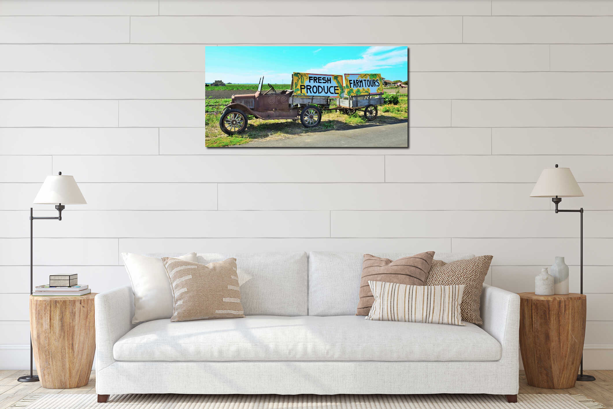 Canvas hanging interior mockup