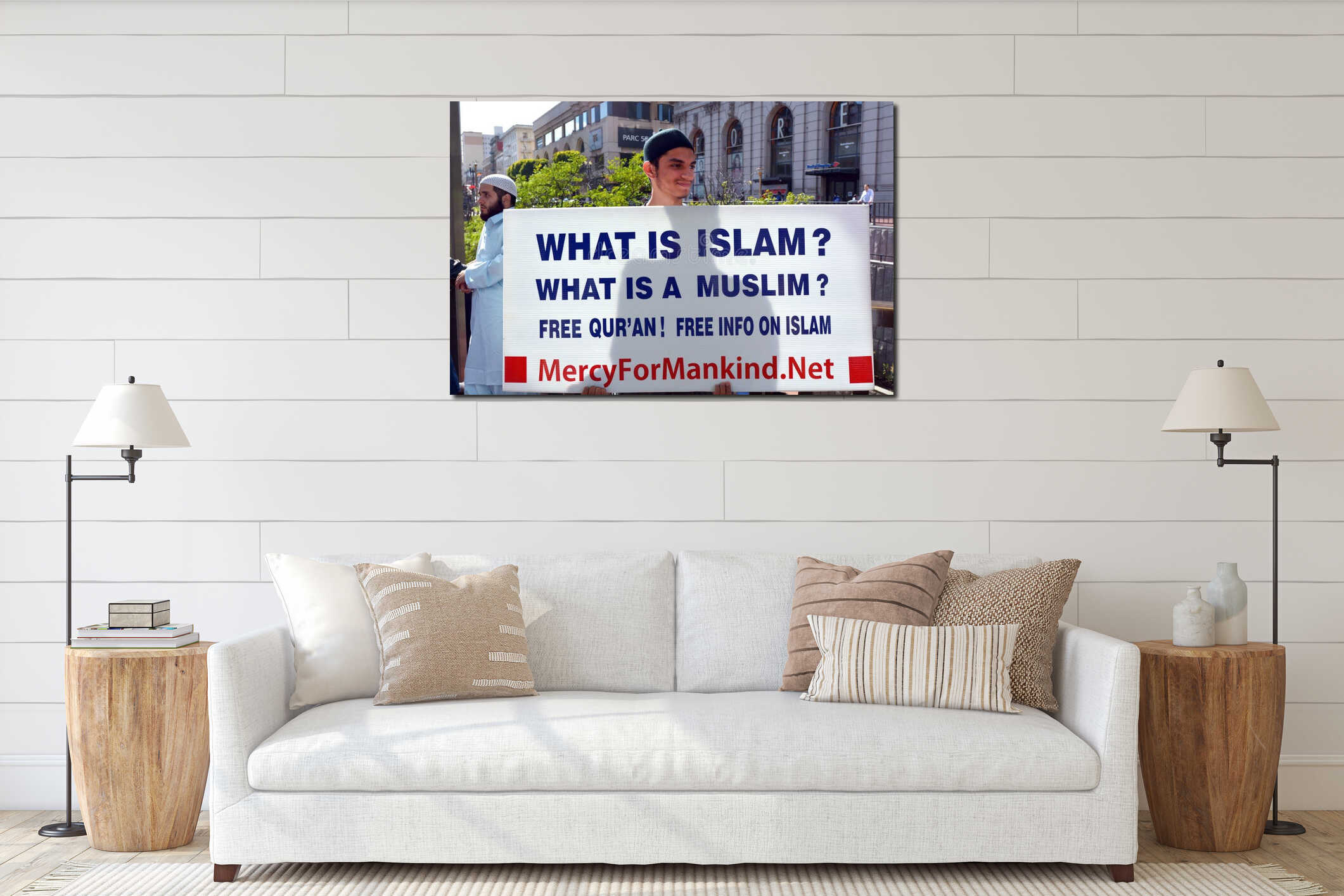 Canvas hanging interior mockup