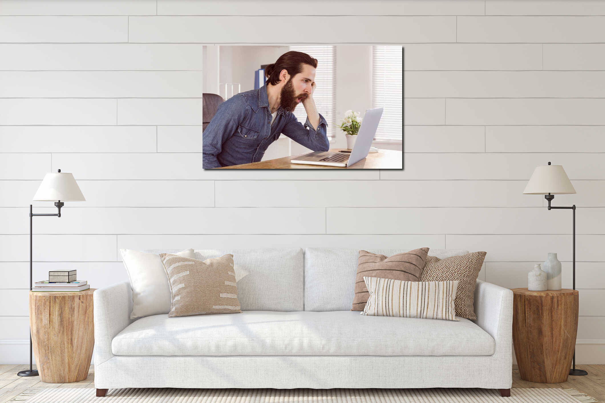 Canvas hanging interior mockup
