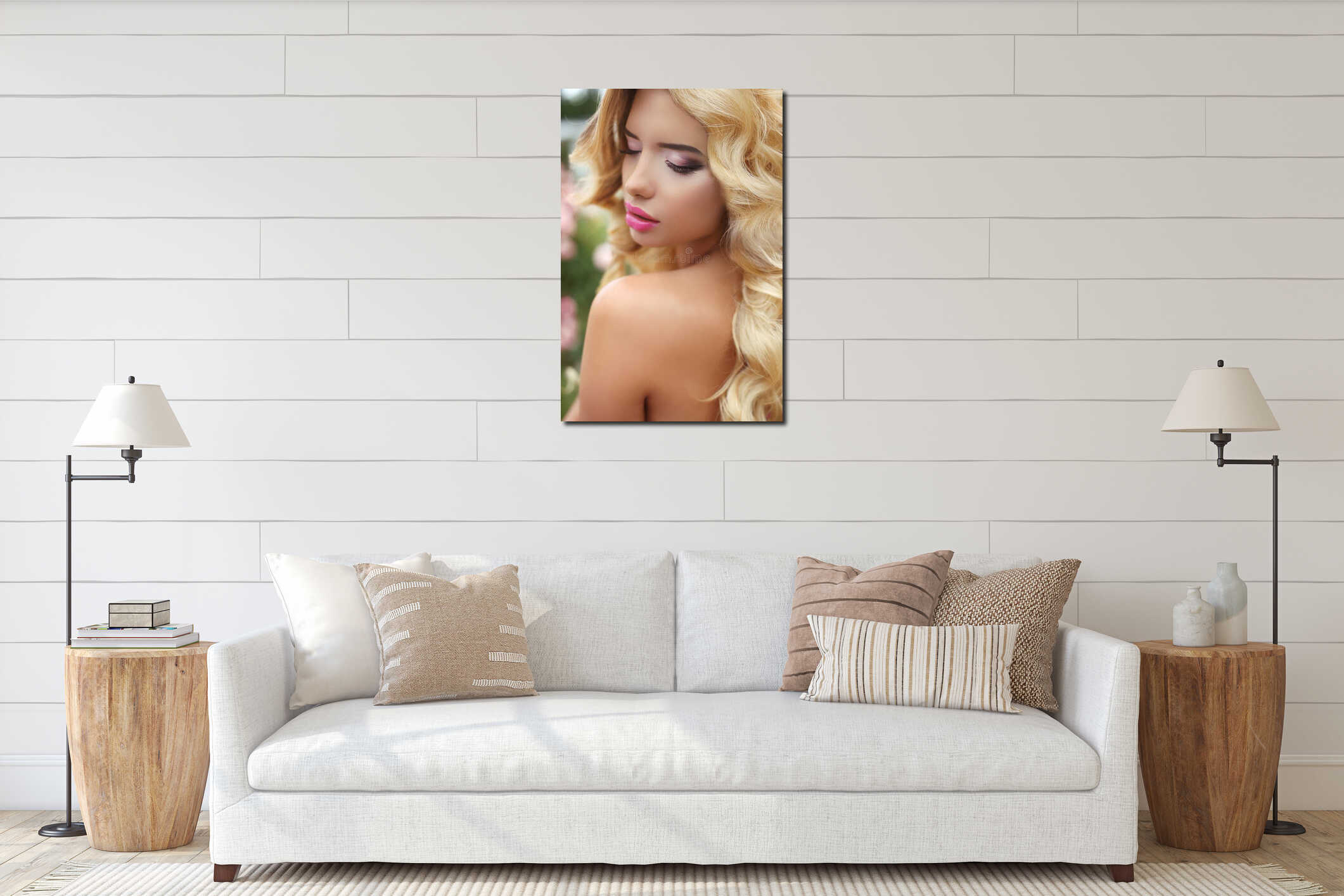 Canvas hanging interior mockup