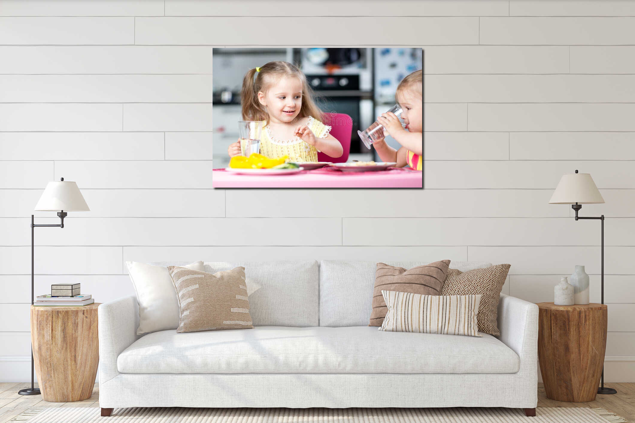 Canvas hanging interior mockup