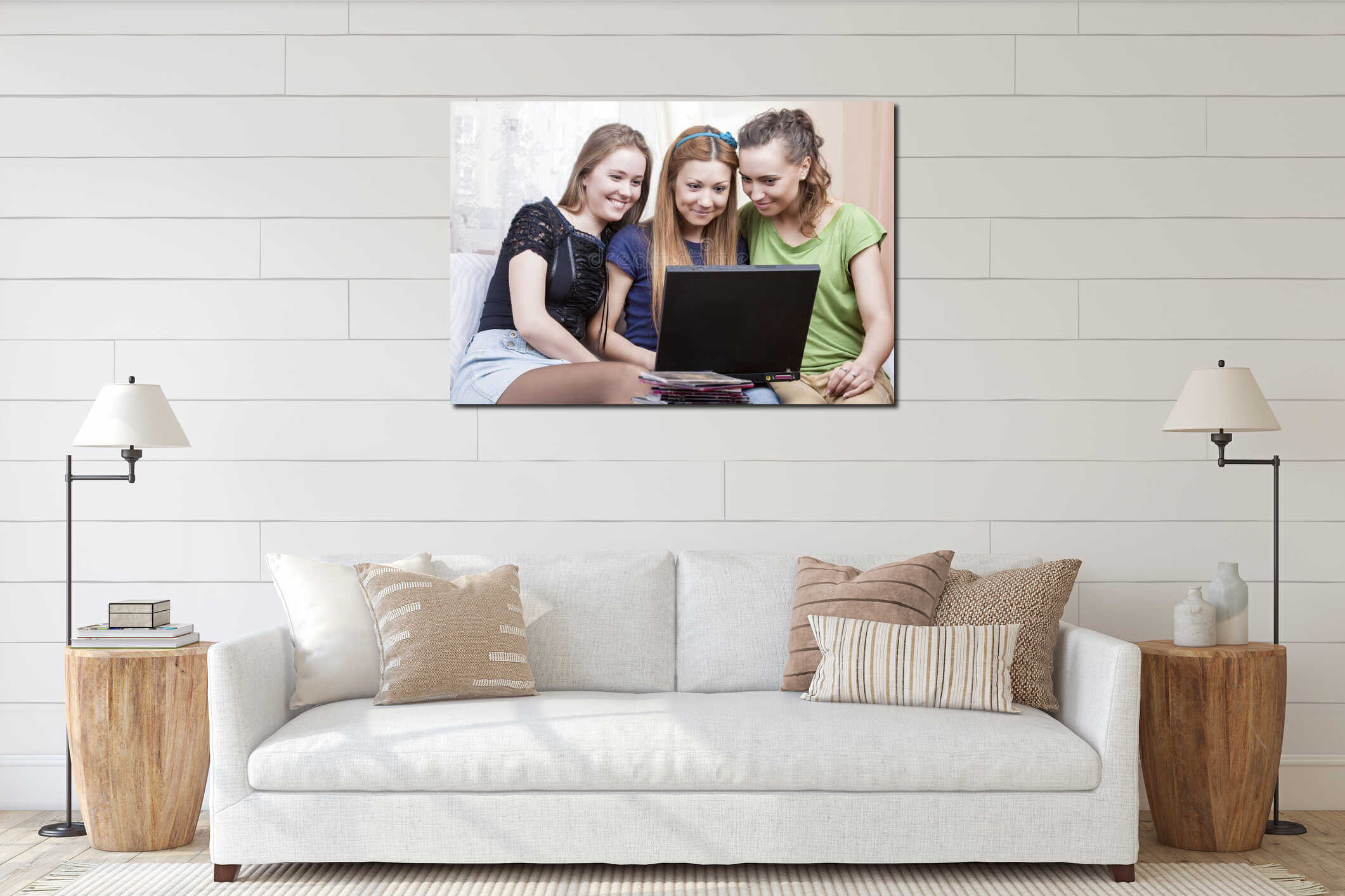 Canvas hanging interior mockup