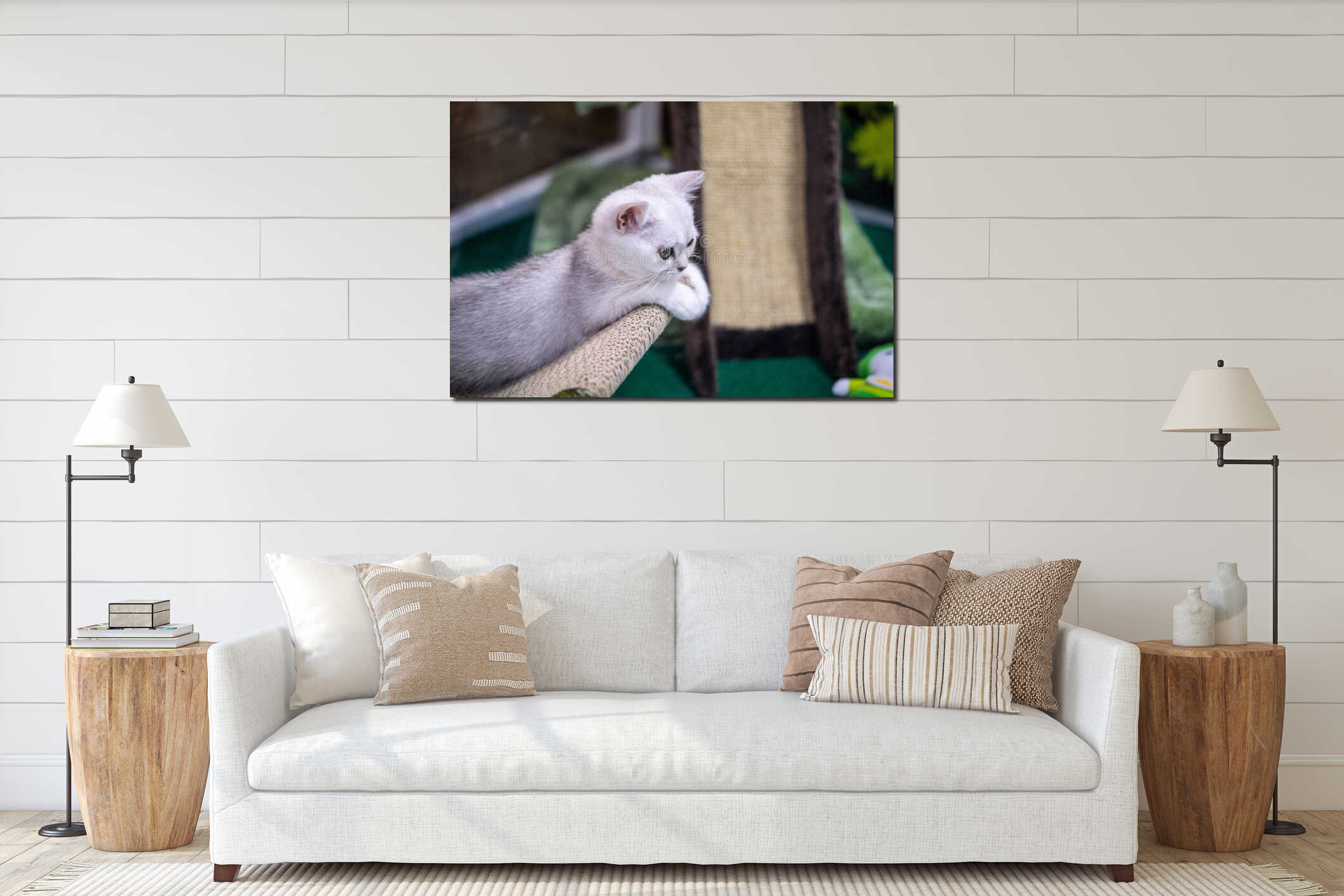 Canvas hanging interior mockup