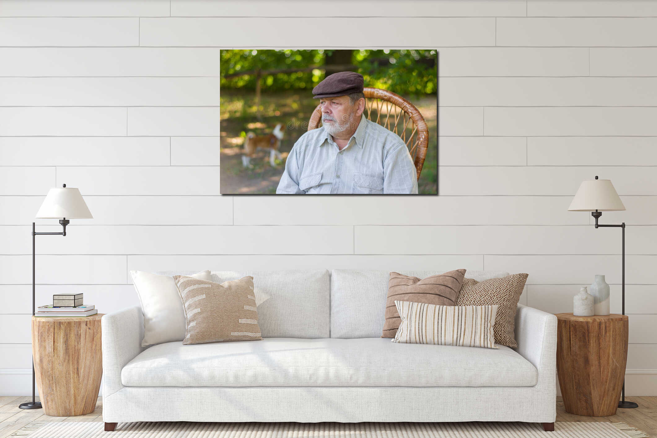 Canvas hanging interior mockup