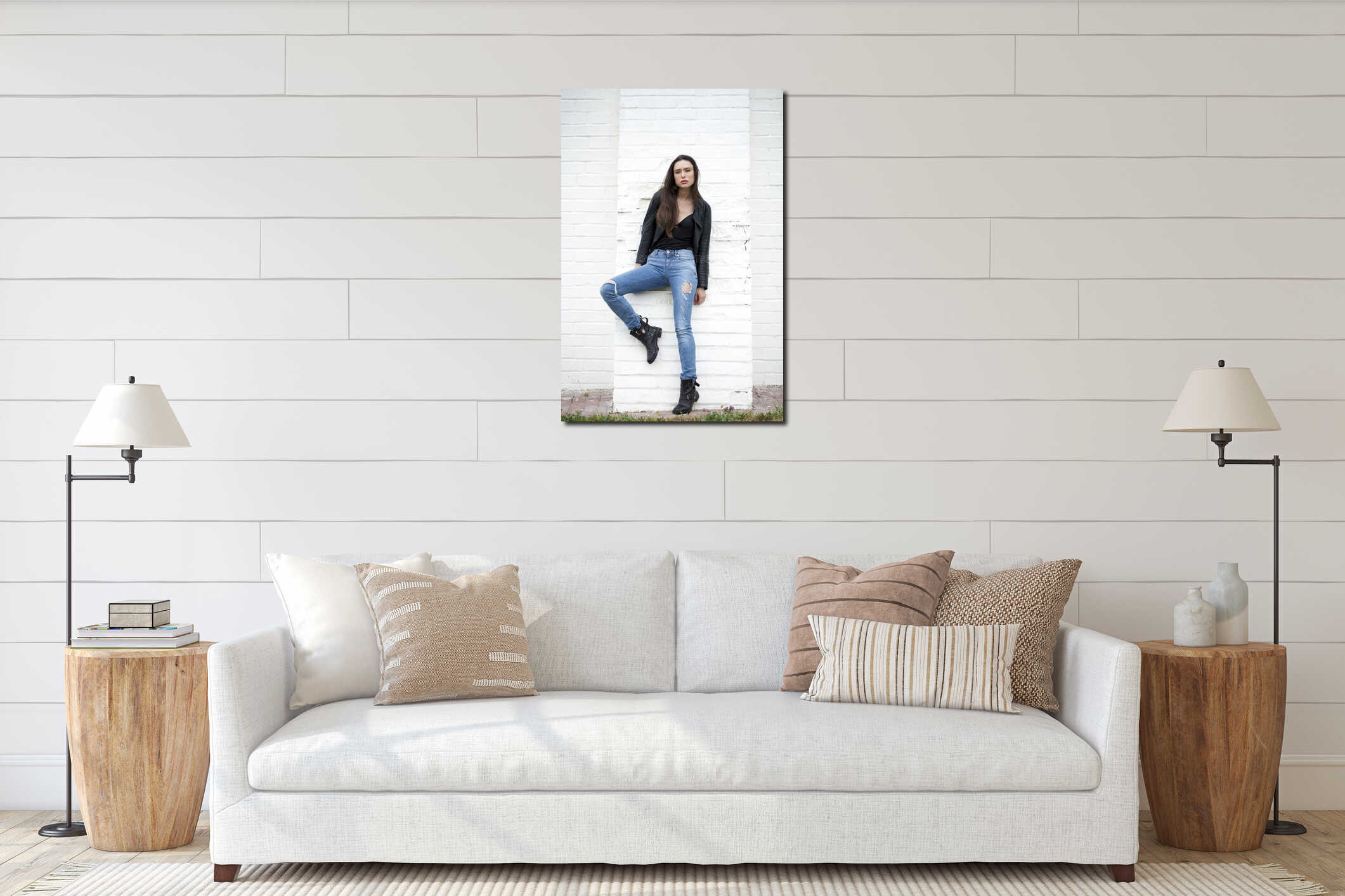 Canvas hanging interior mockup