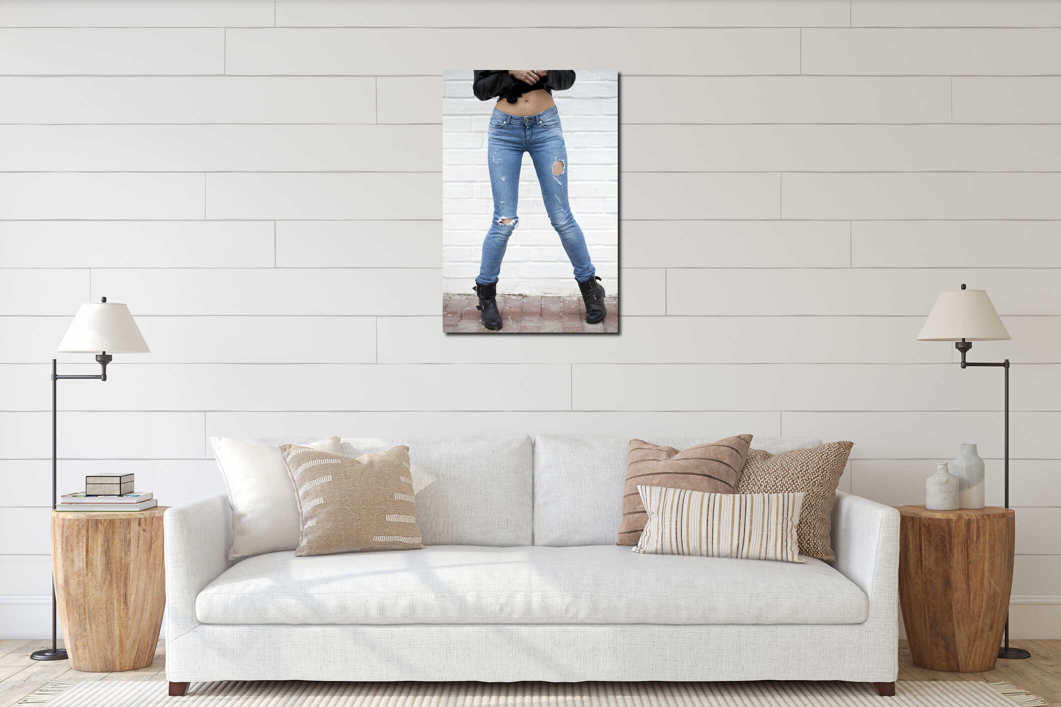 Canvas hanging interior mockup