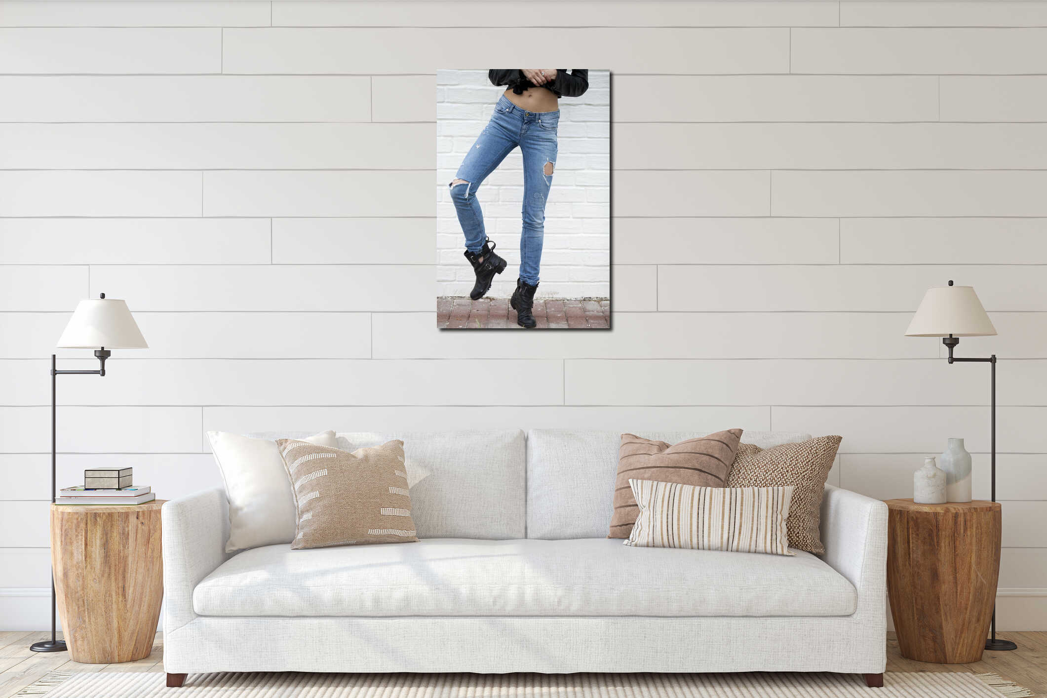Canvas hanging interior mockup