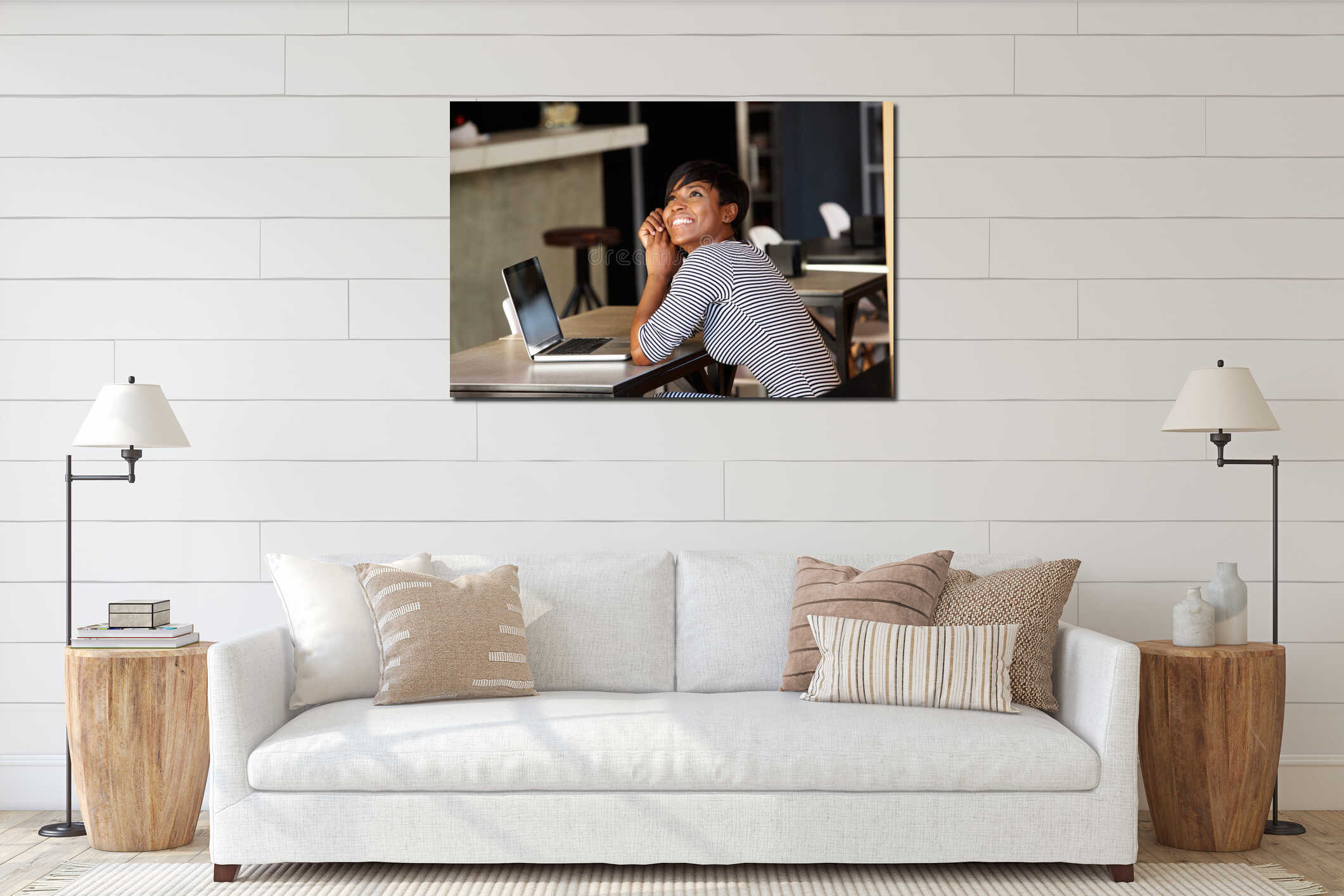Canvas hanging interior mockup
