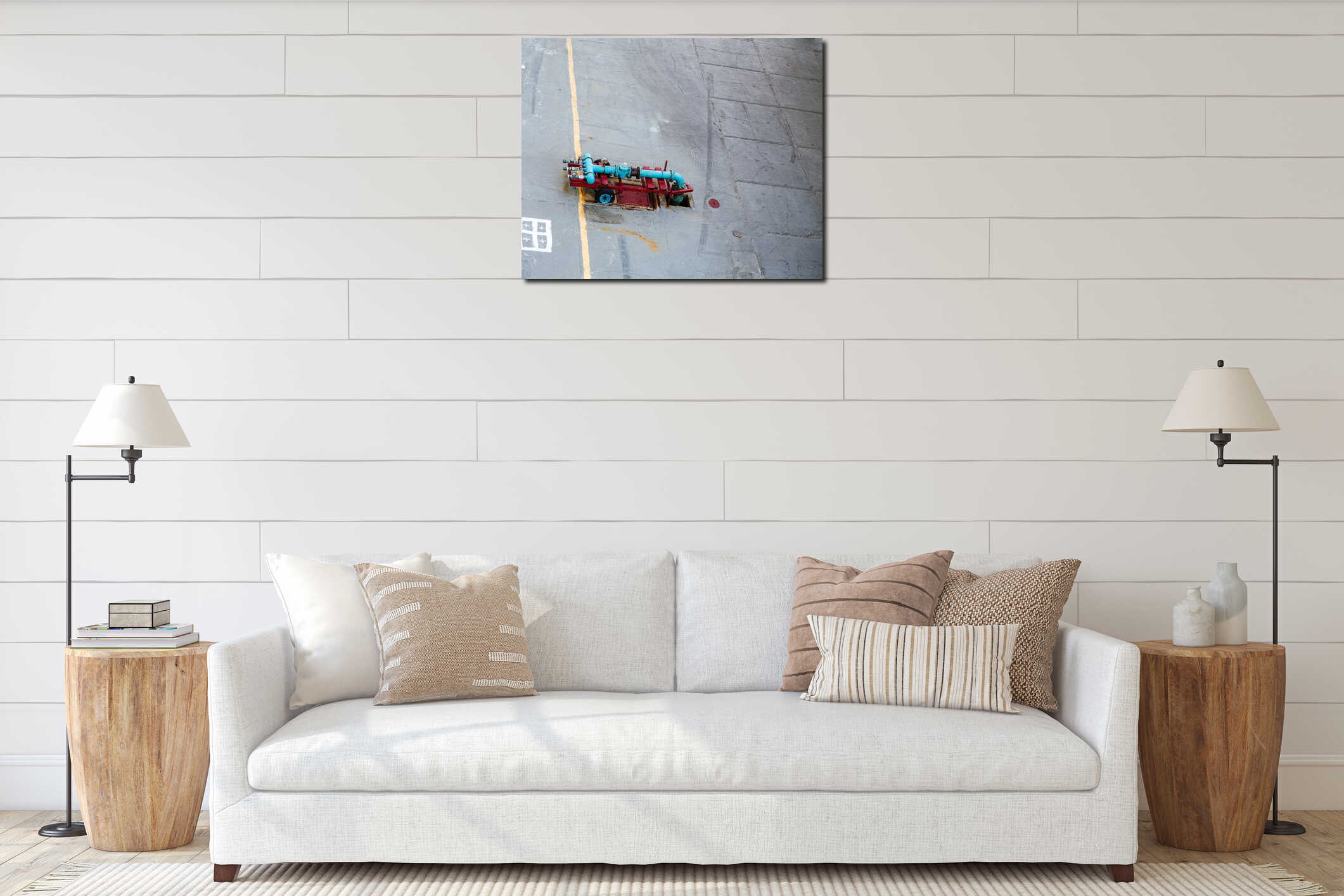 Canvas hanging interior mockup