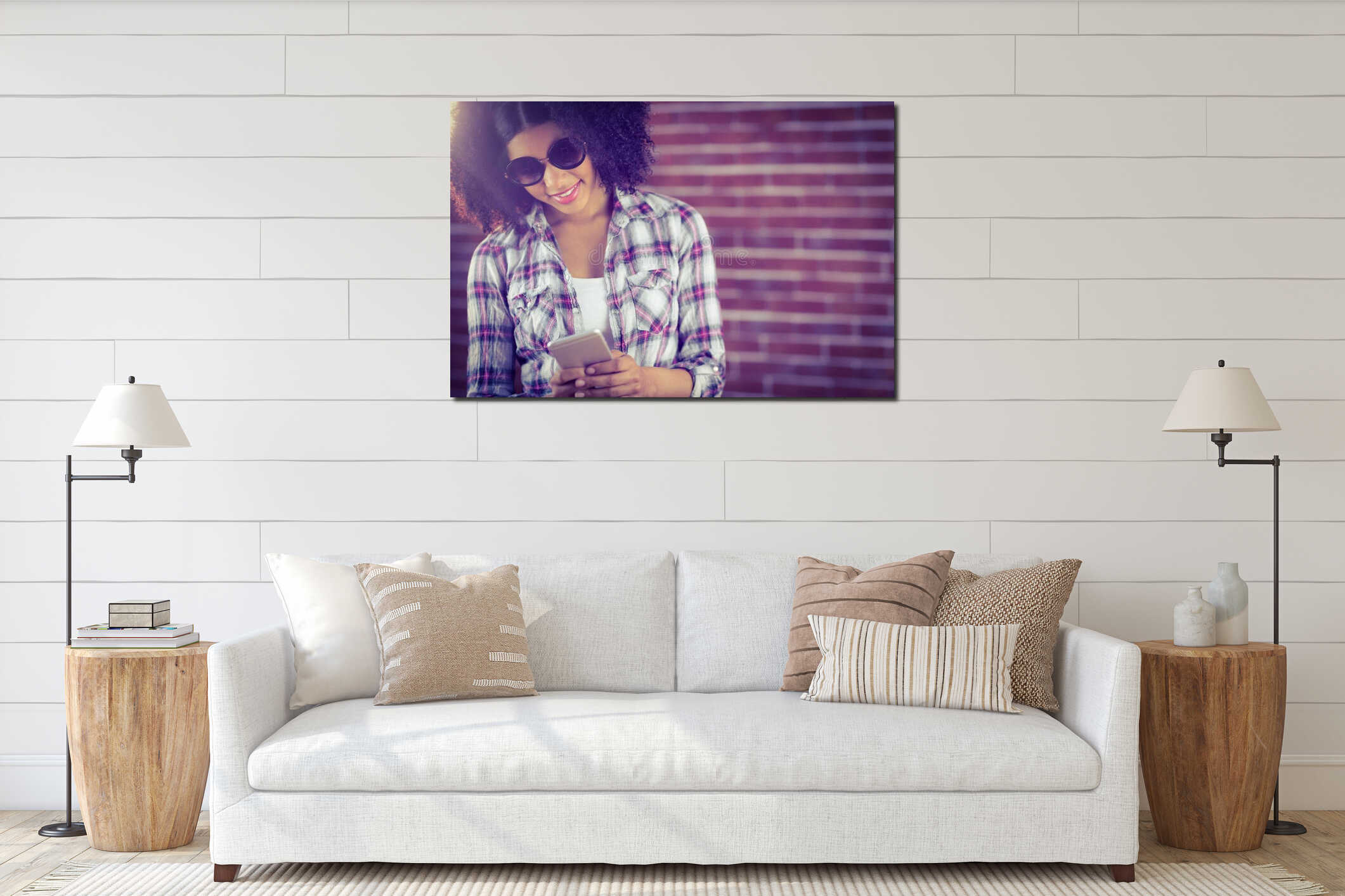 Canvas hanging interior mockup