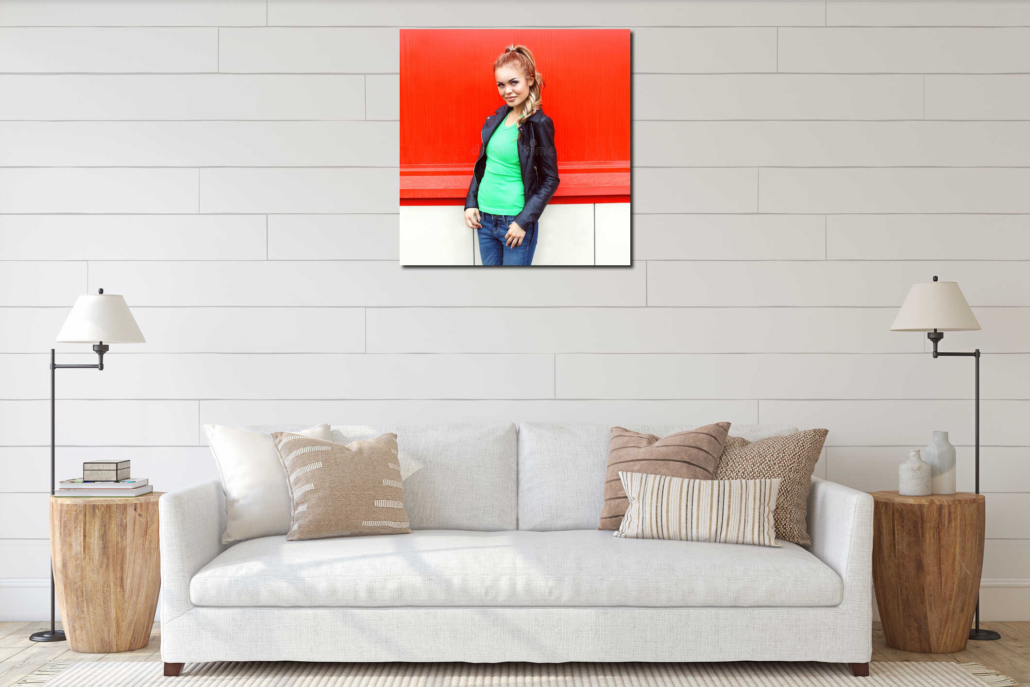 Canvas hanging interior mockup