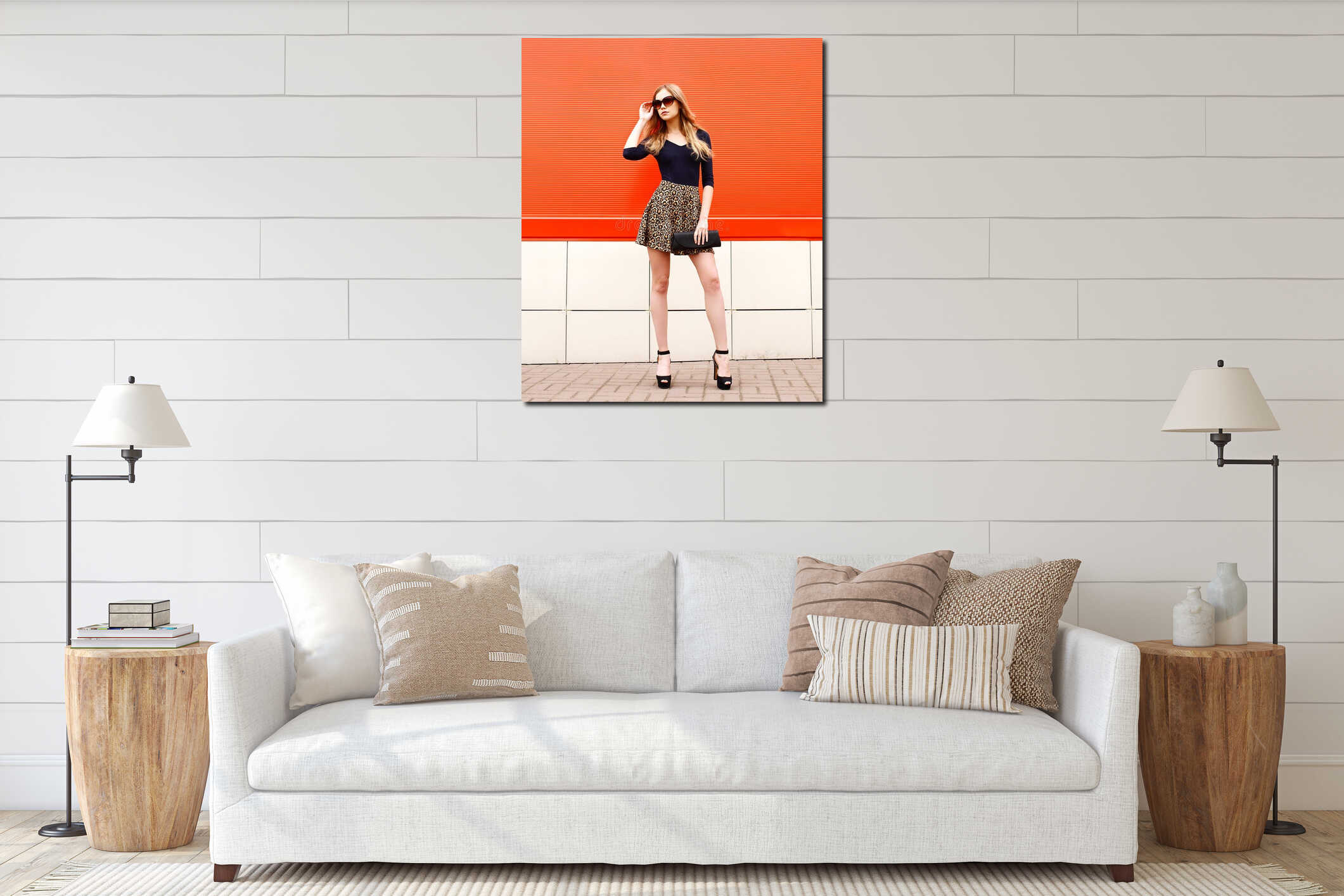 Canvas hanging interior mockup