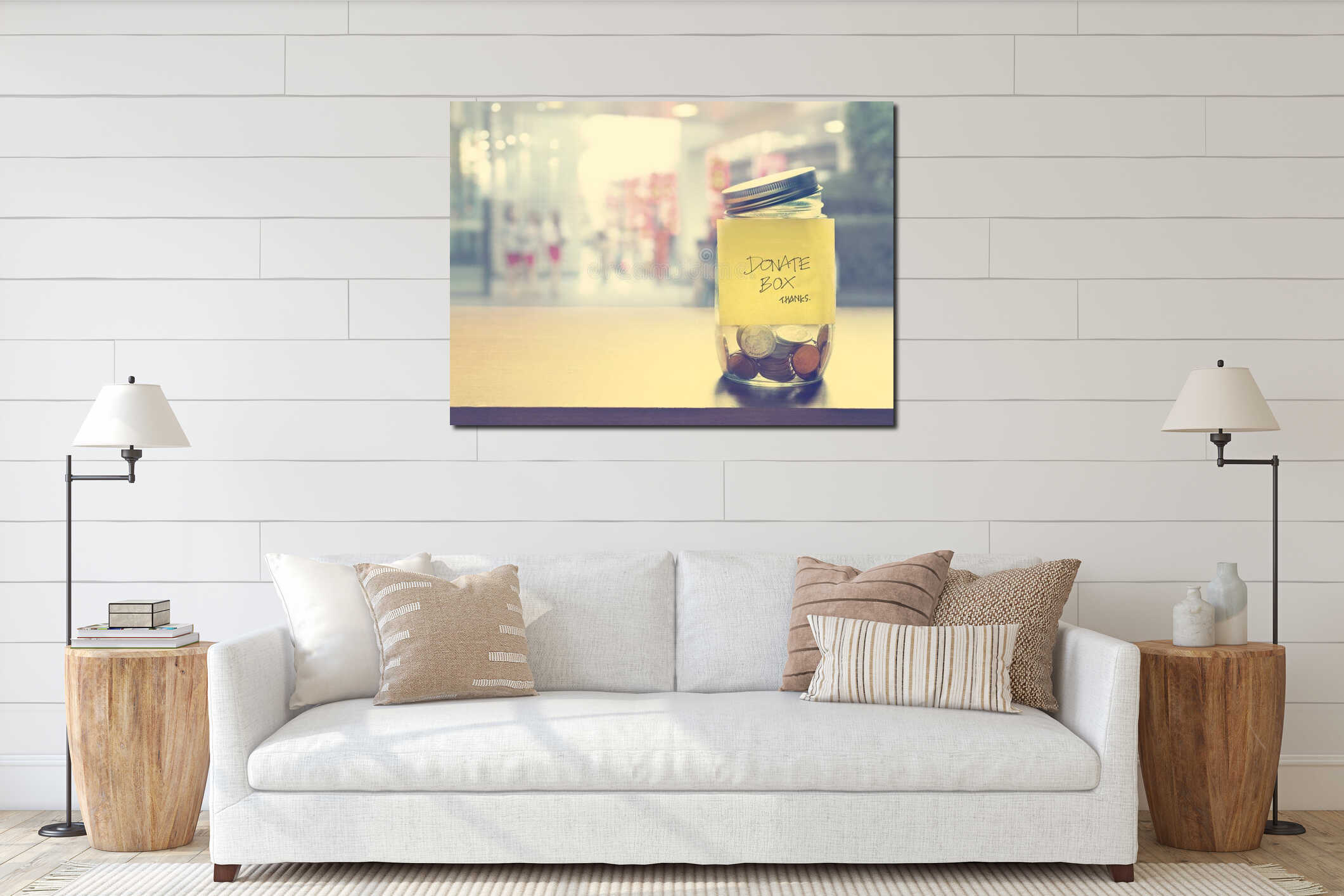 Canvas hanging interior mockup