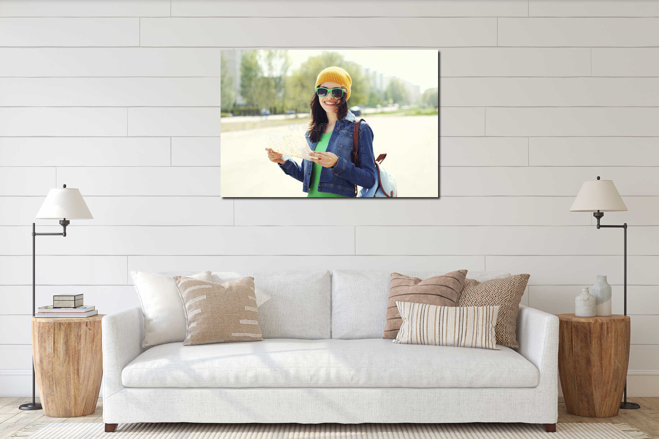 Canvas hanging interior mockup