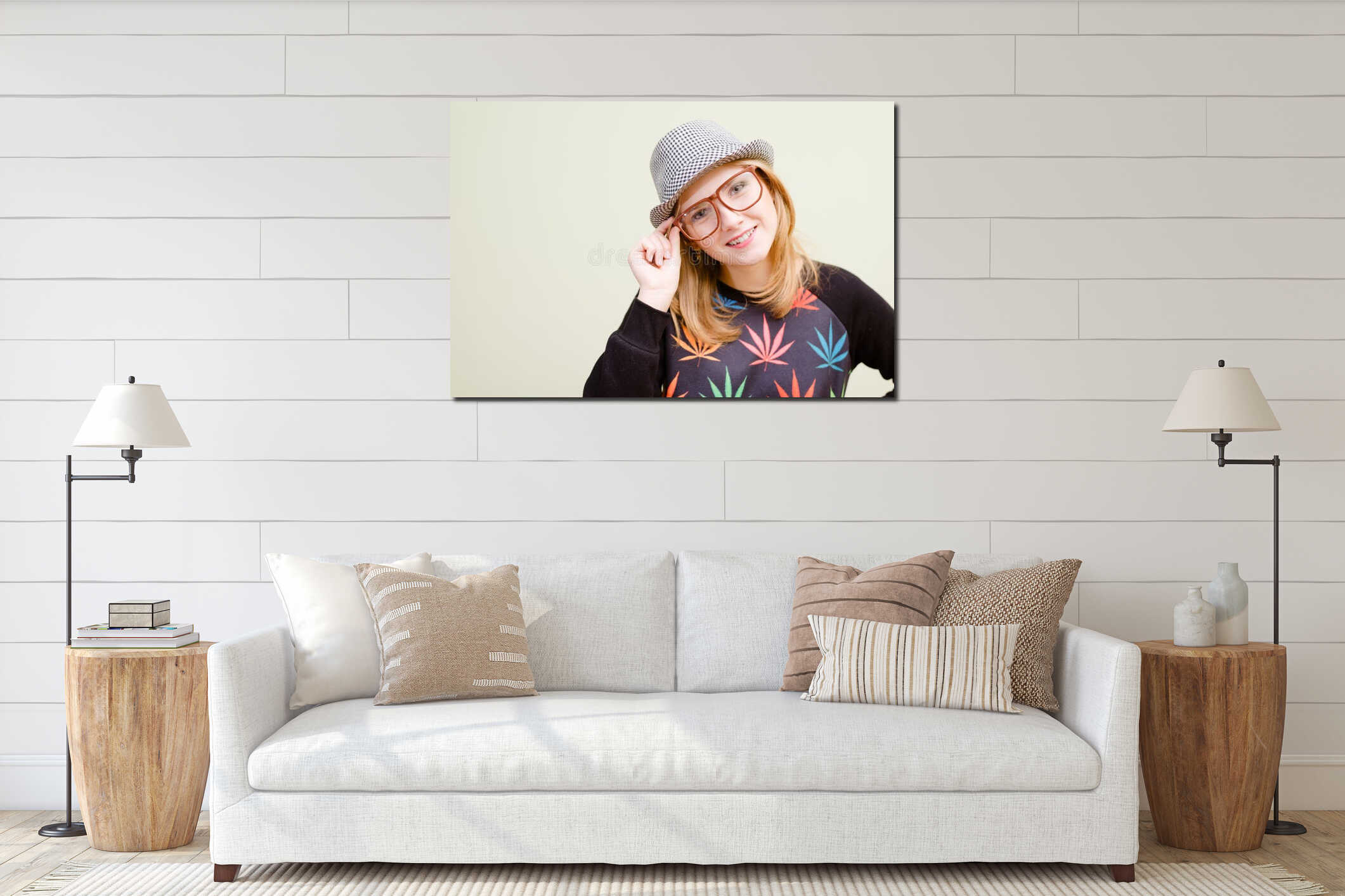Canvas hanging interior mockup