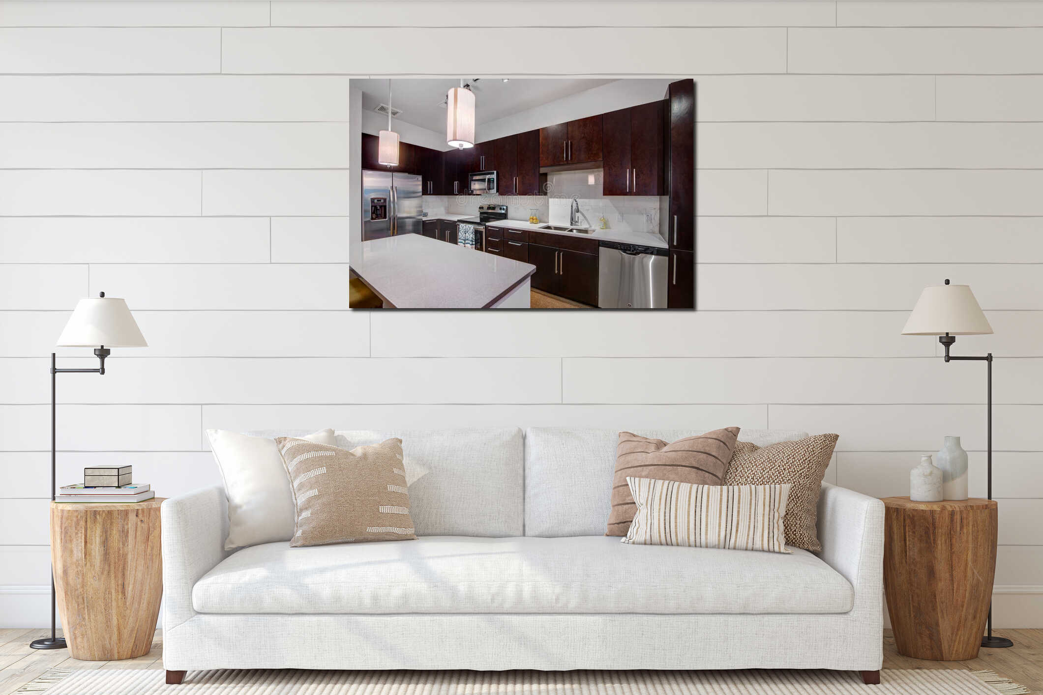 Canvas hanging interior mockup