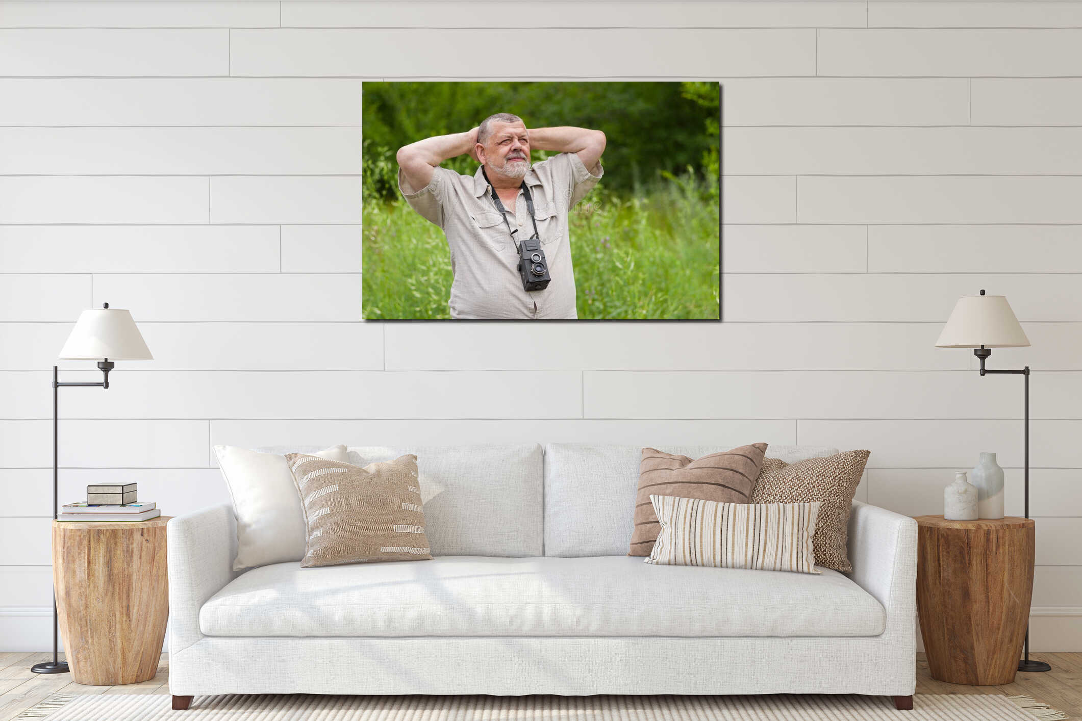 Canvas hanging interior mockup