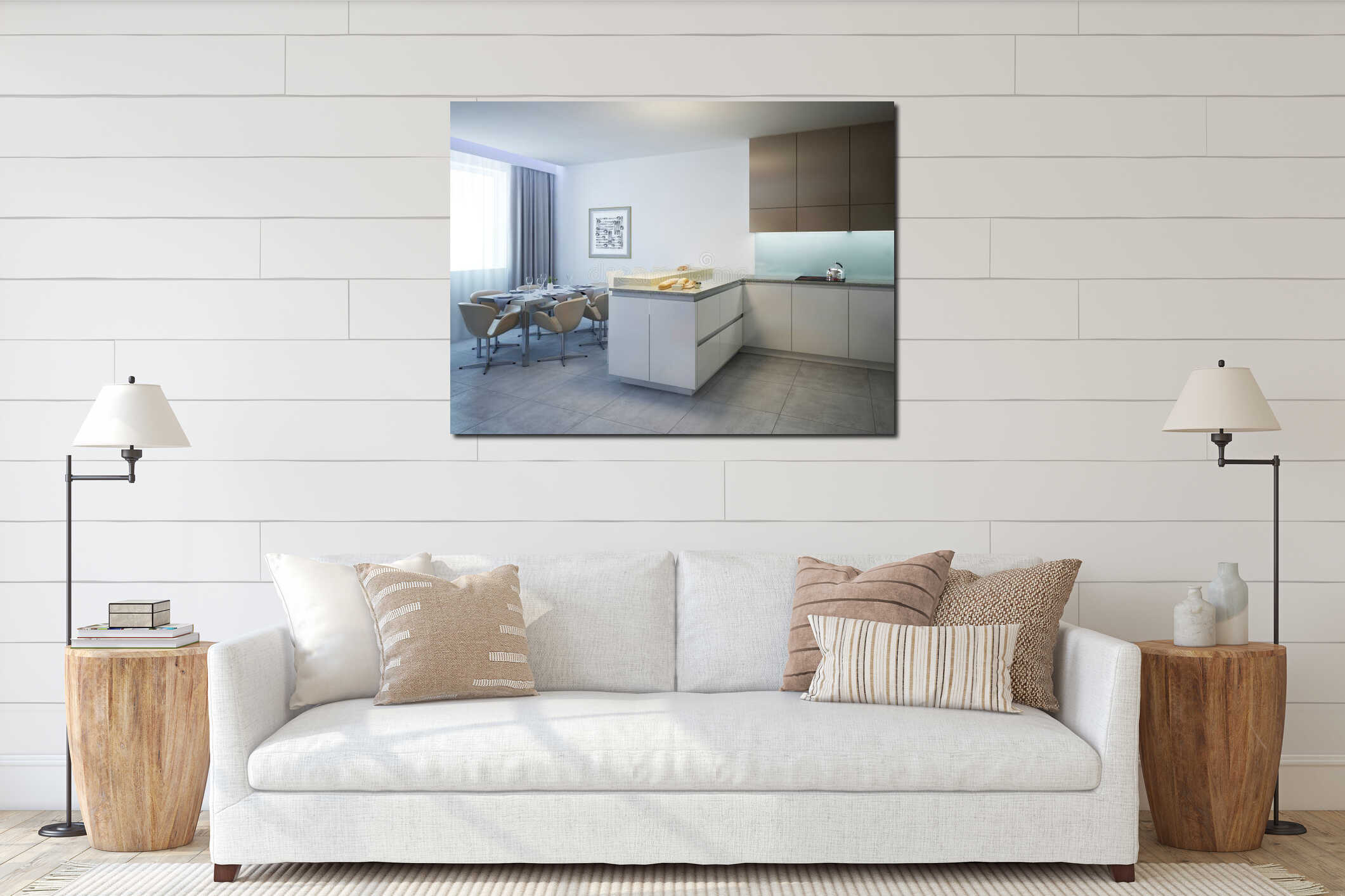 Canvas hanging interior mockup