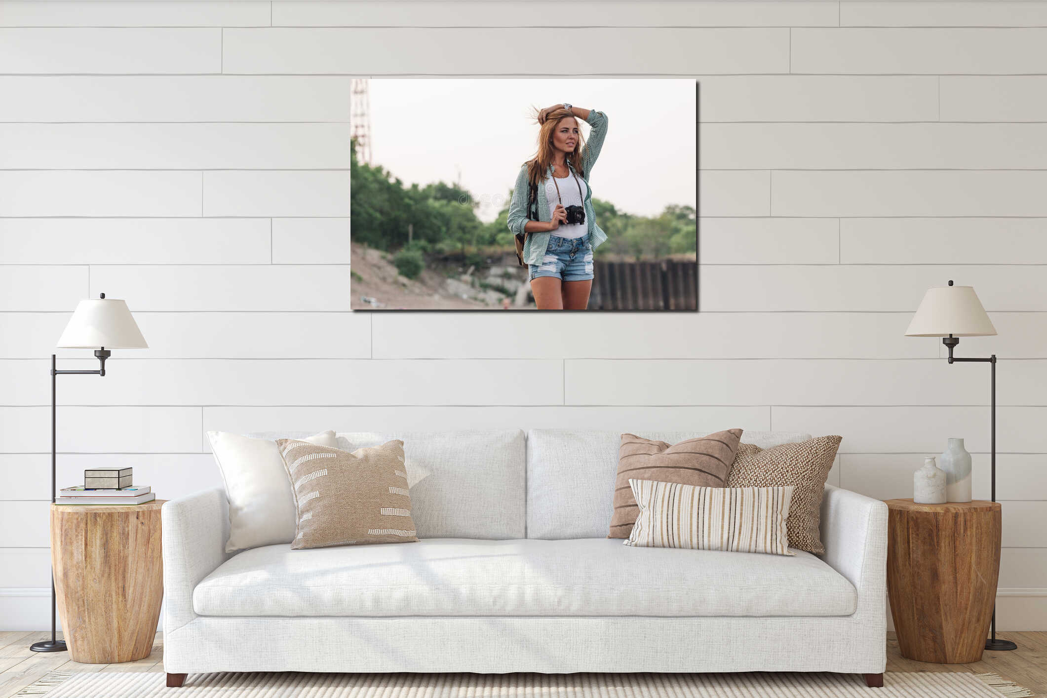 Canvas hanging interior mockup