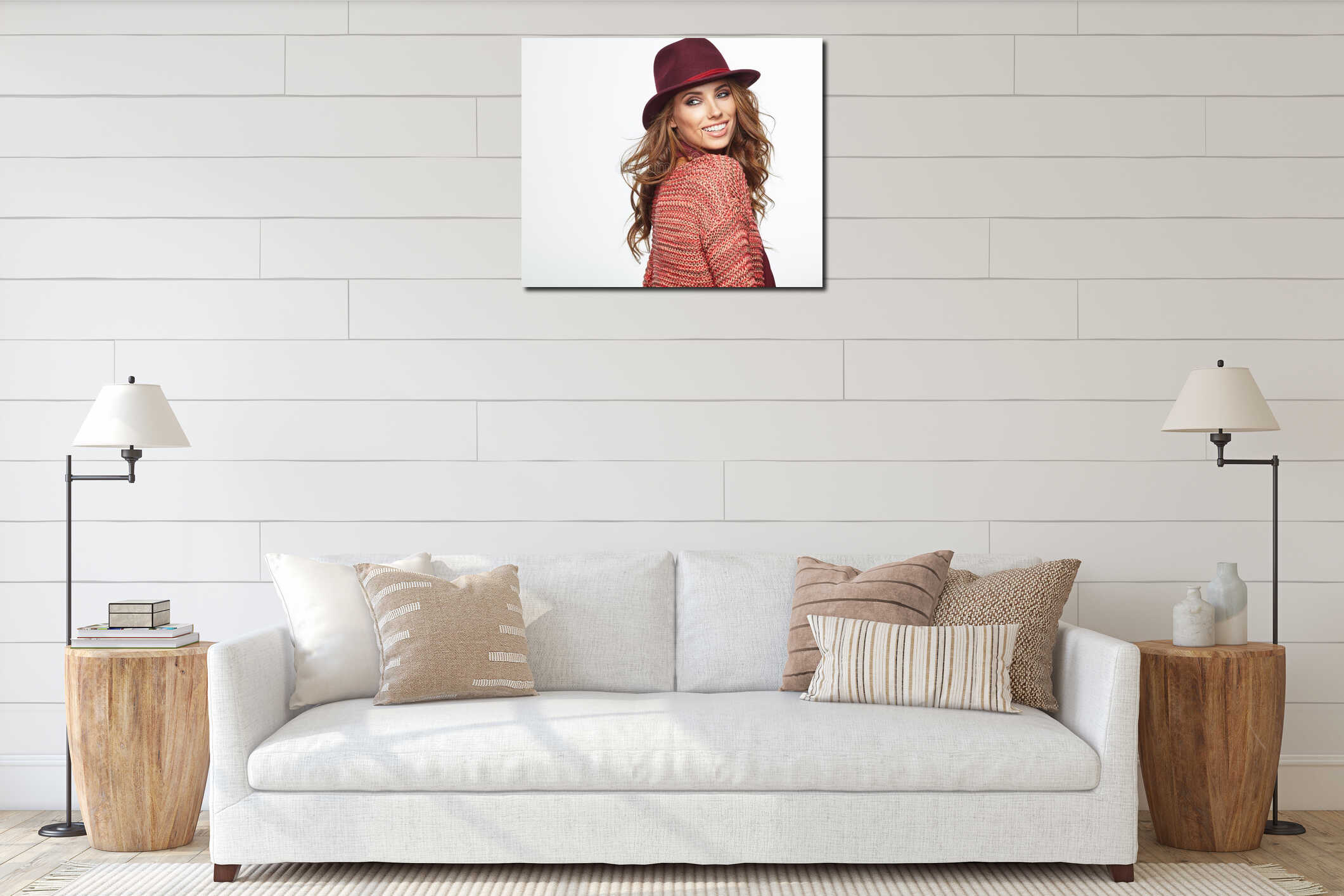 Canvas hanging interior mockup