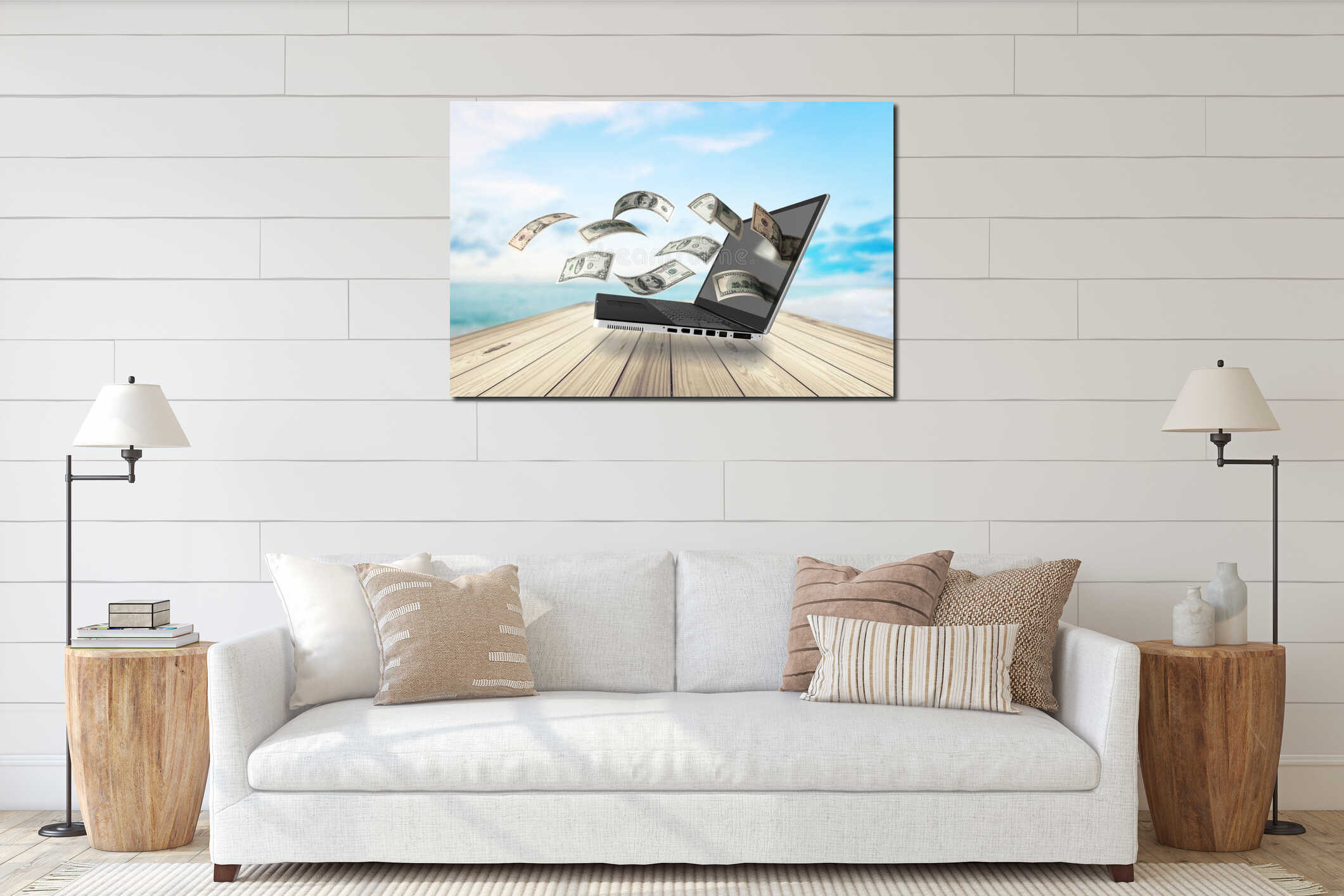 Canvas hanging interior mockup