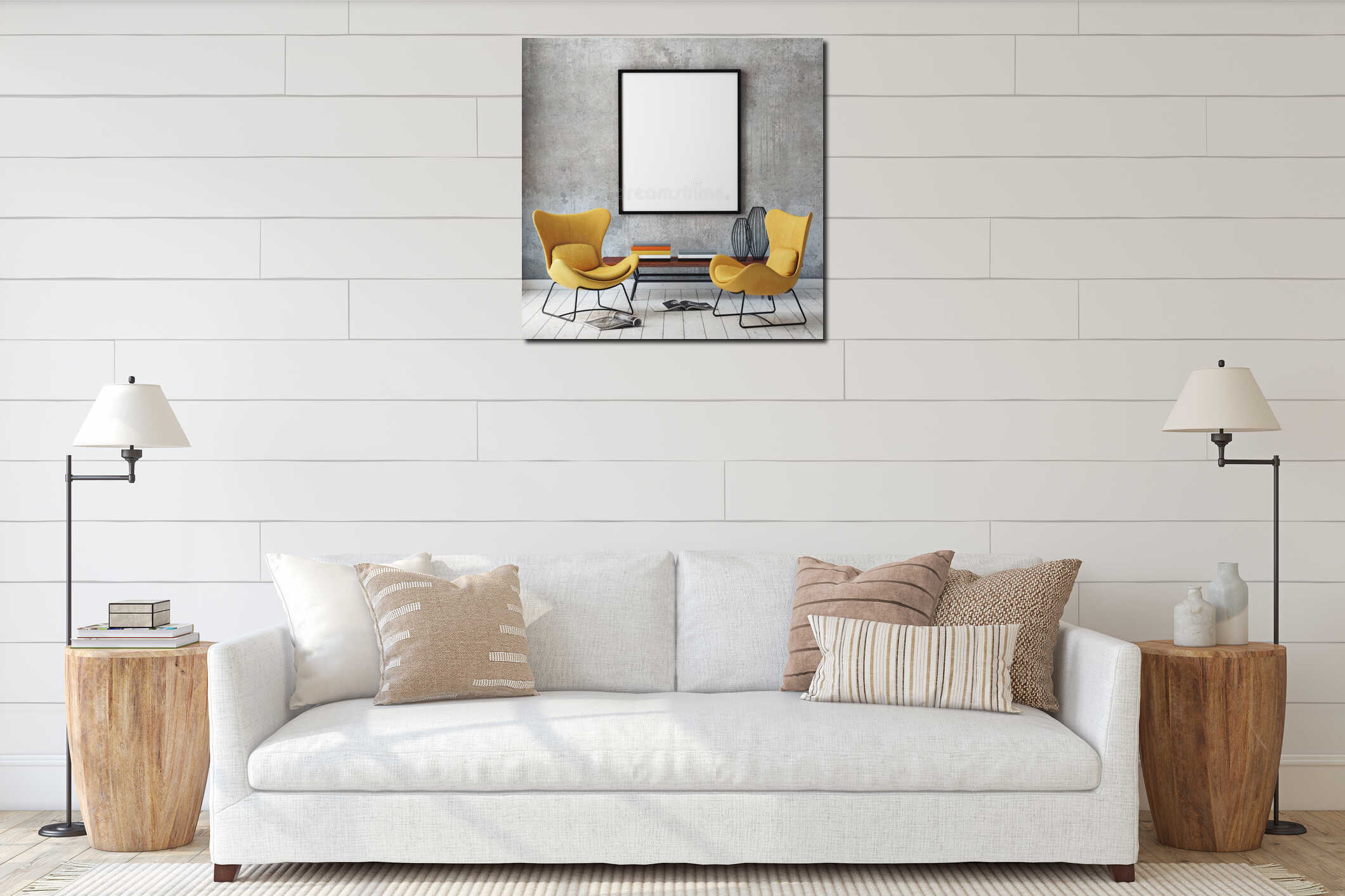 Canvas hanging interior mockup