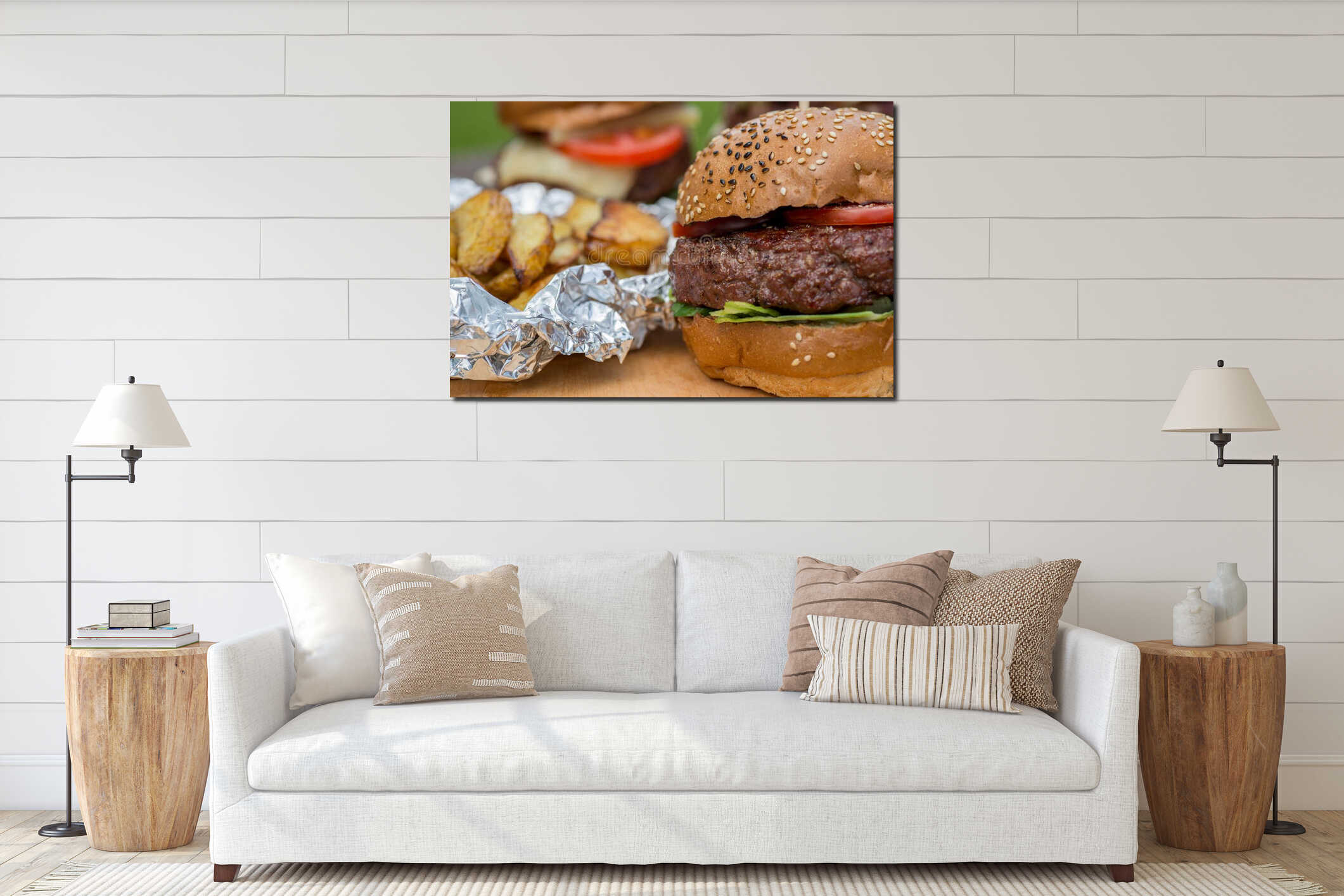 Canvas hanging interior mockup