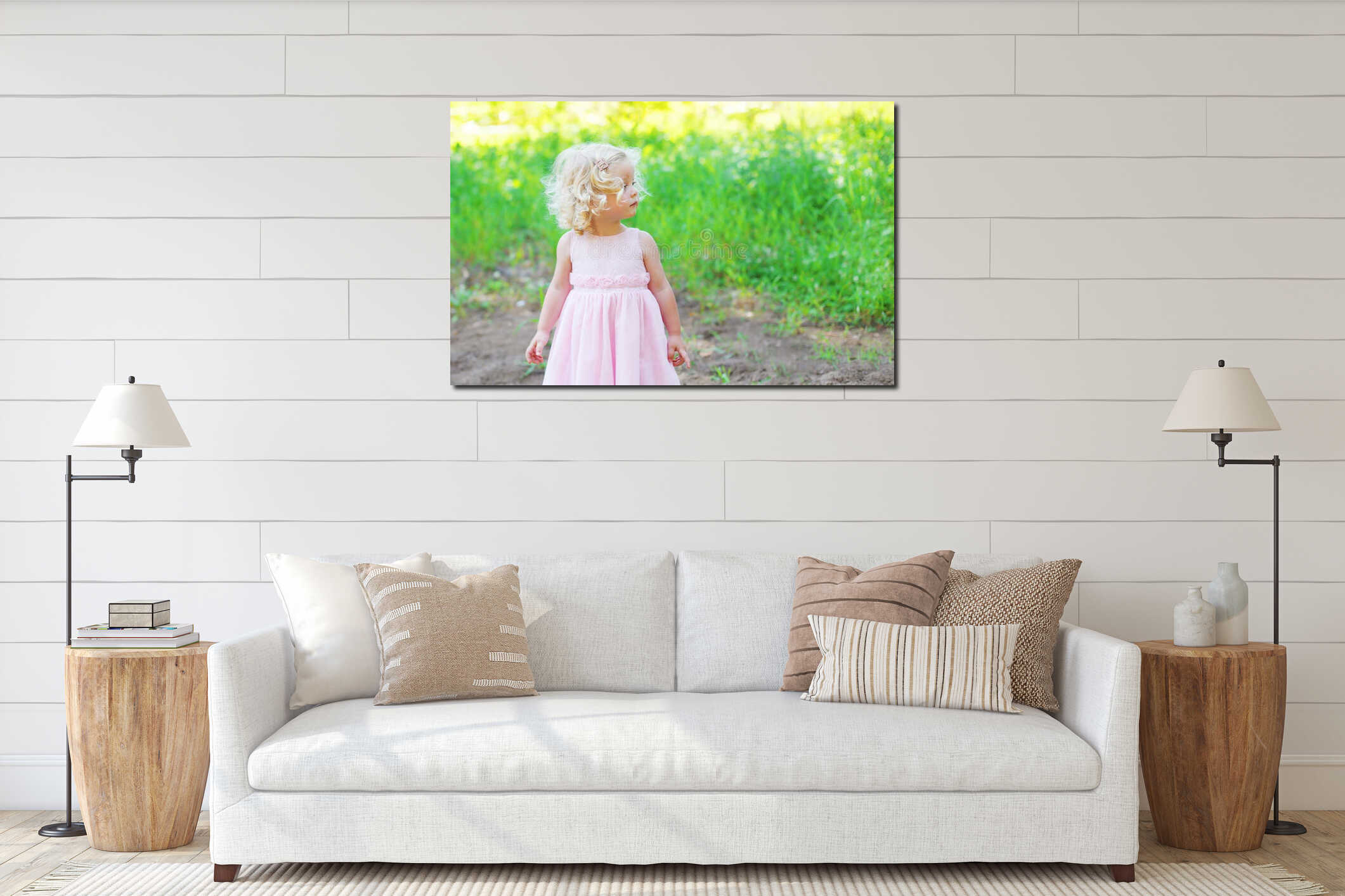 Canvas hanging interior mockup