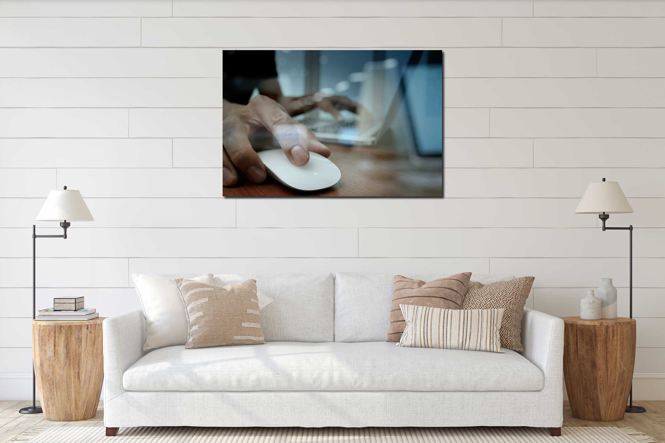 Canvas hanging interior mockup