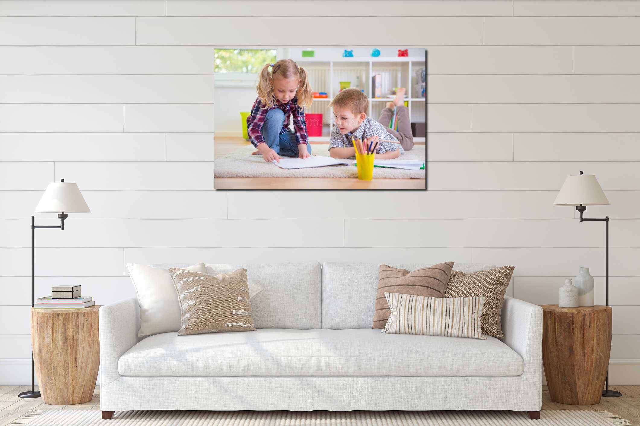 Canvas hanging interior mockup