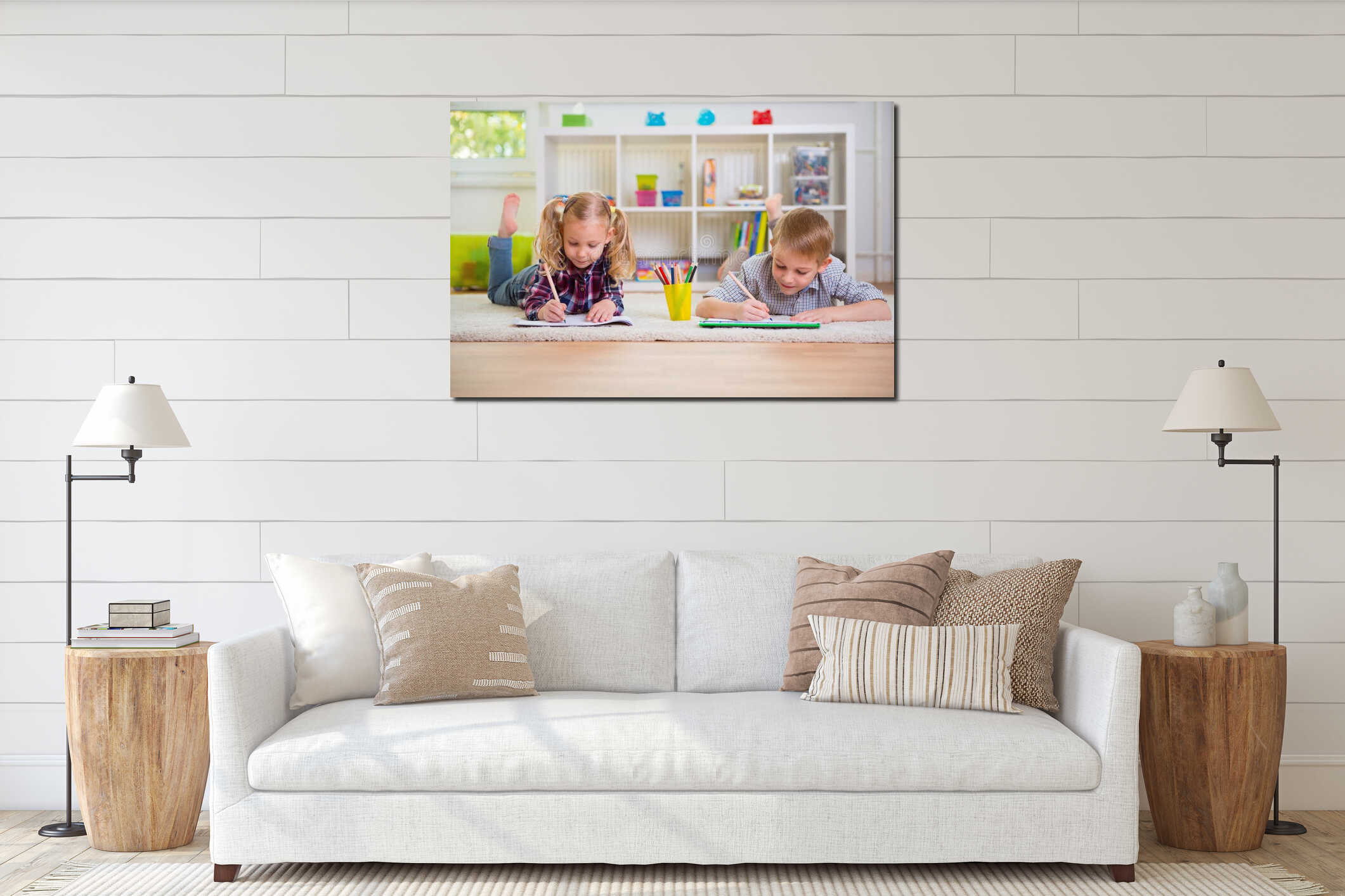 Canvas hanging interior mockup