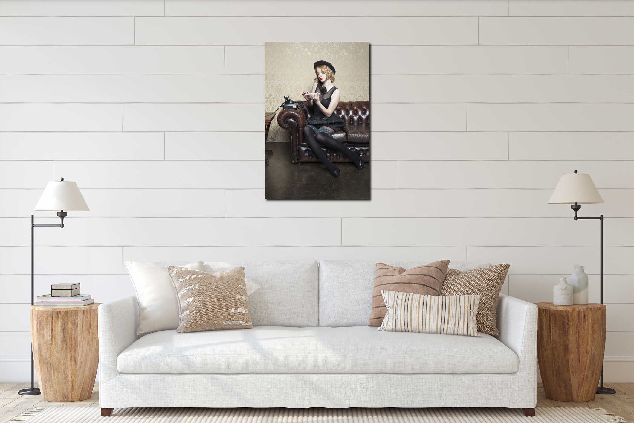 Canvas hanging interior mockup