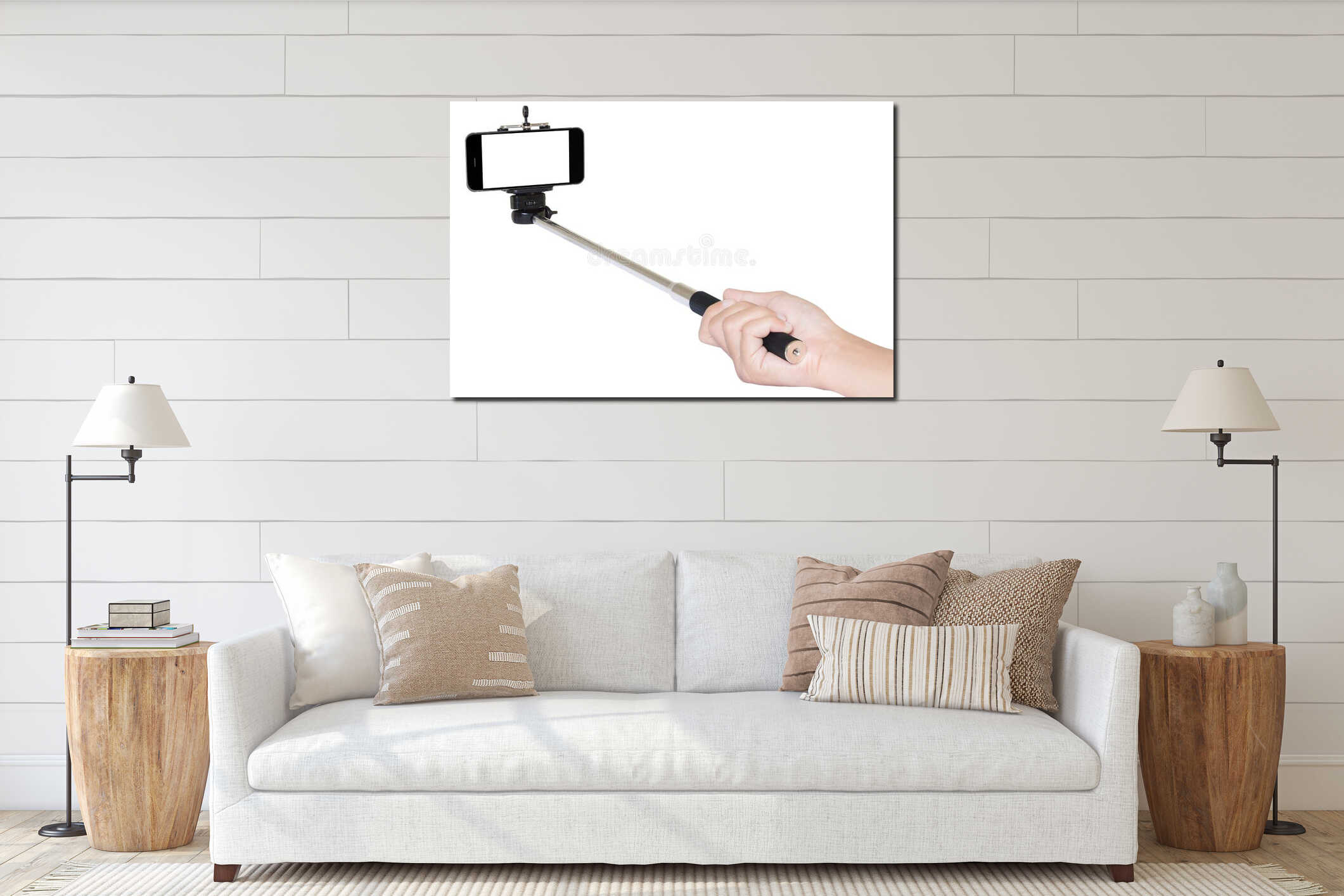 Canvas hanging interior mockup