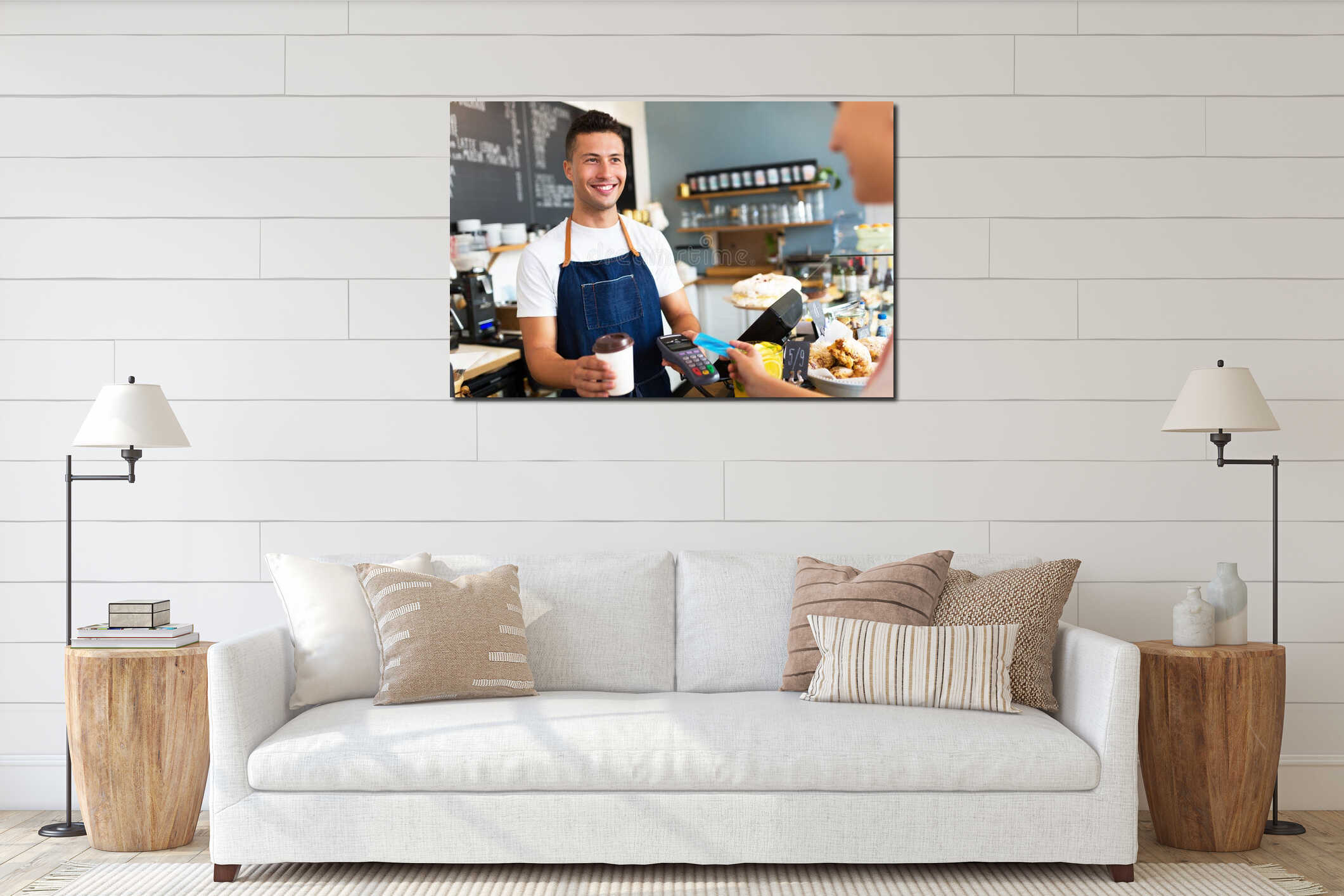 Canvas hanging interior mockup