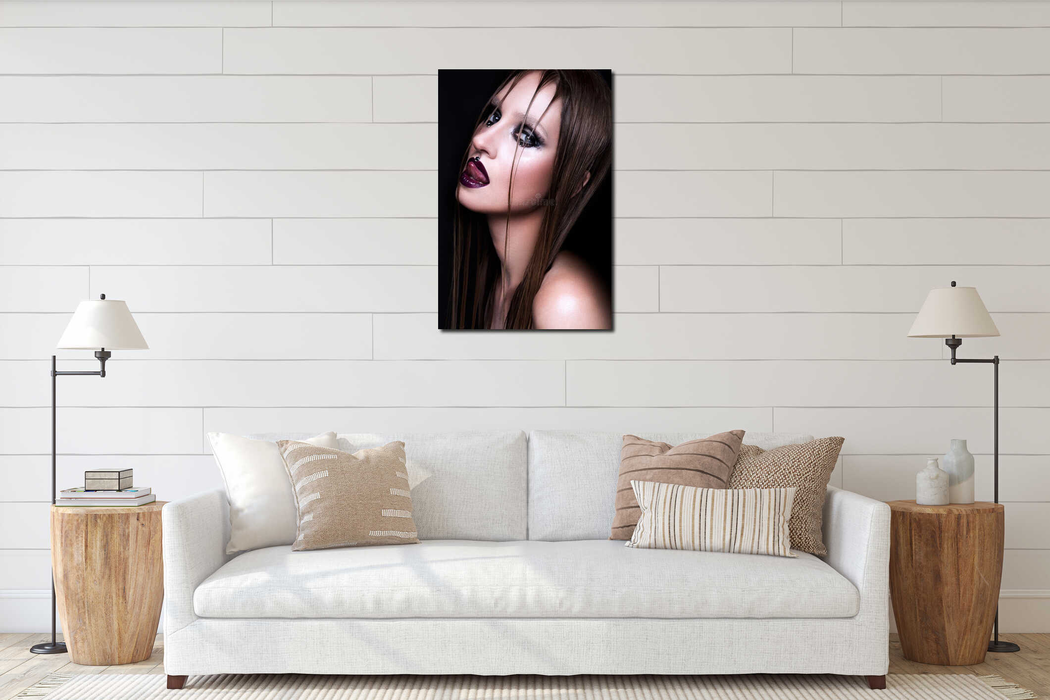 Canvas hanging interior mockup