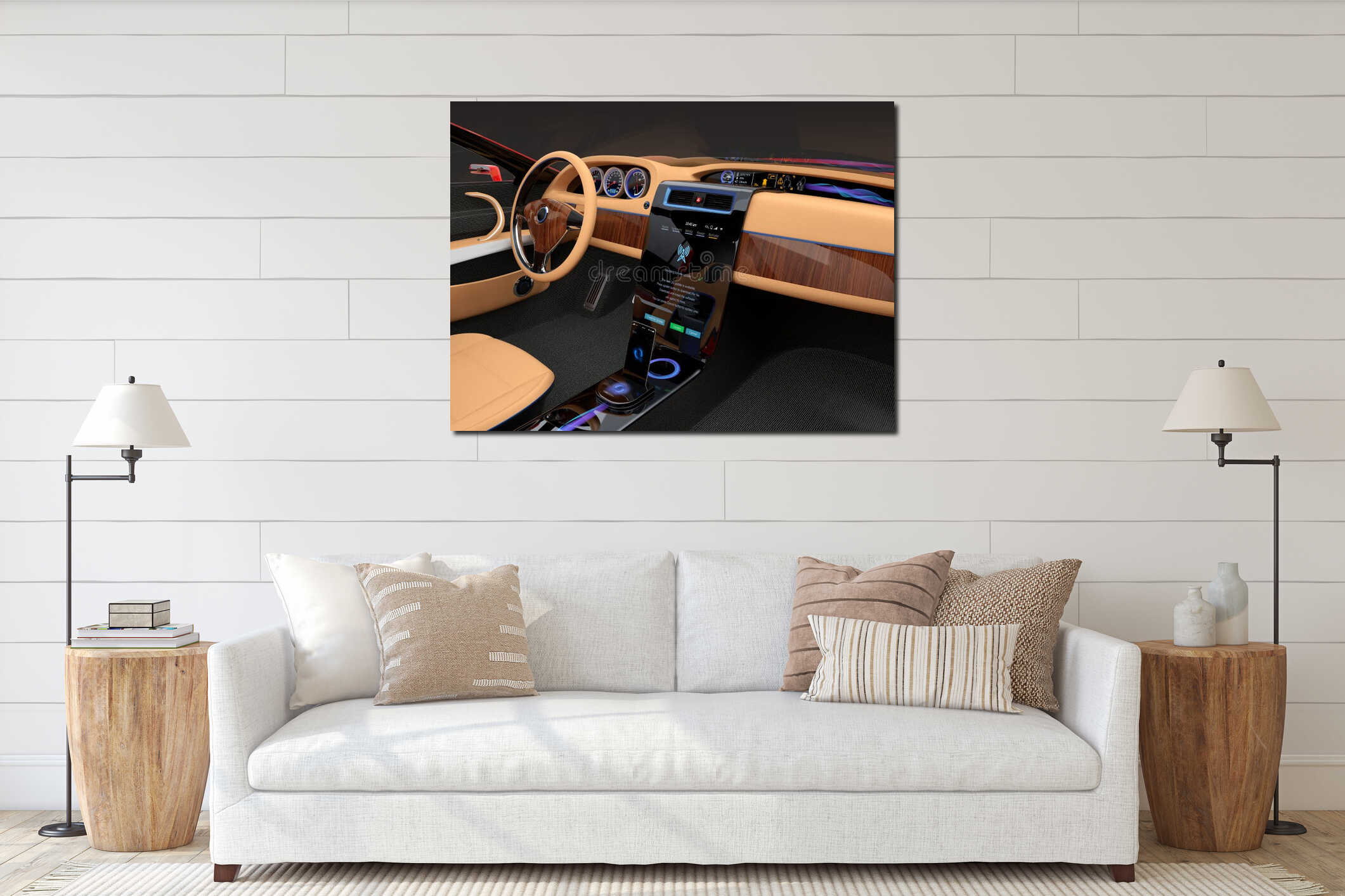 Canvas hanging interior mockup