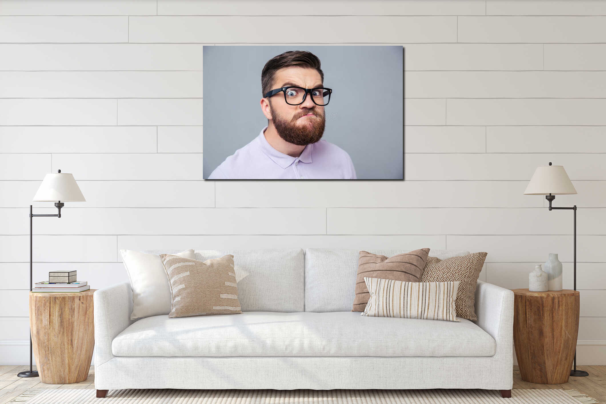 Canvas hanging interior mockup