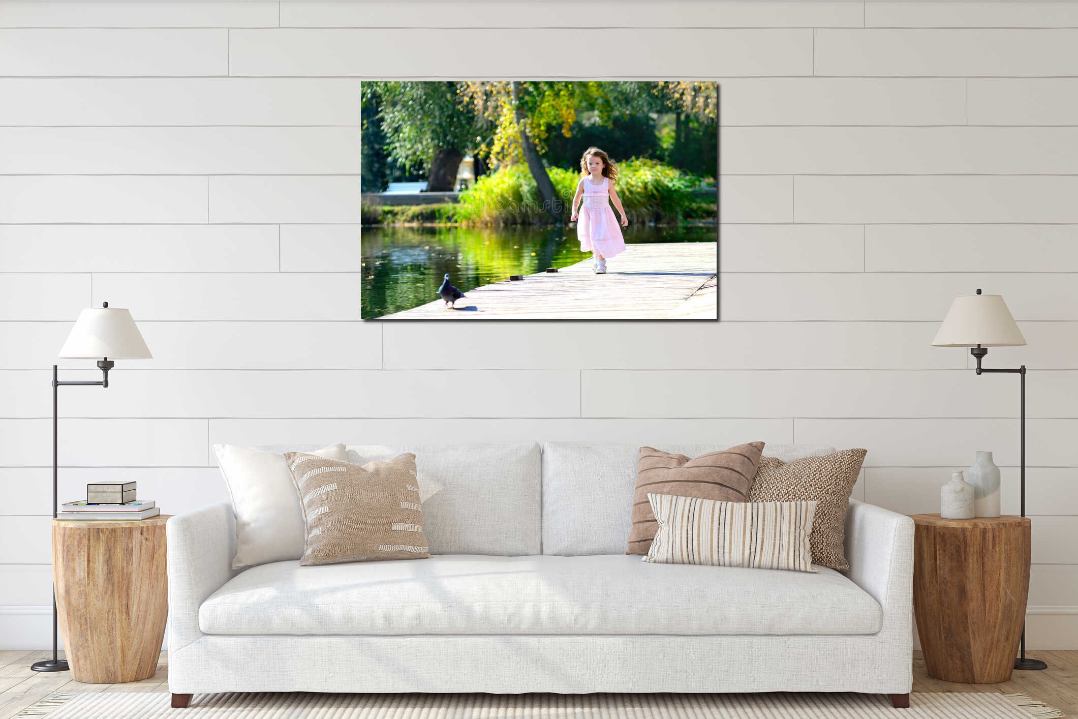 Canvas hanging interior mockup