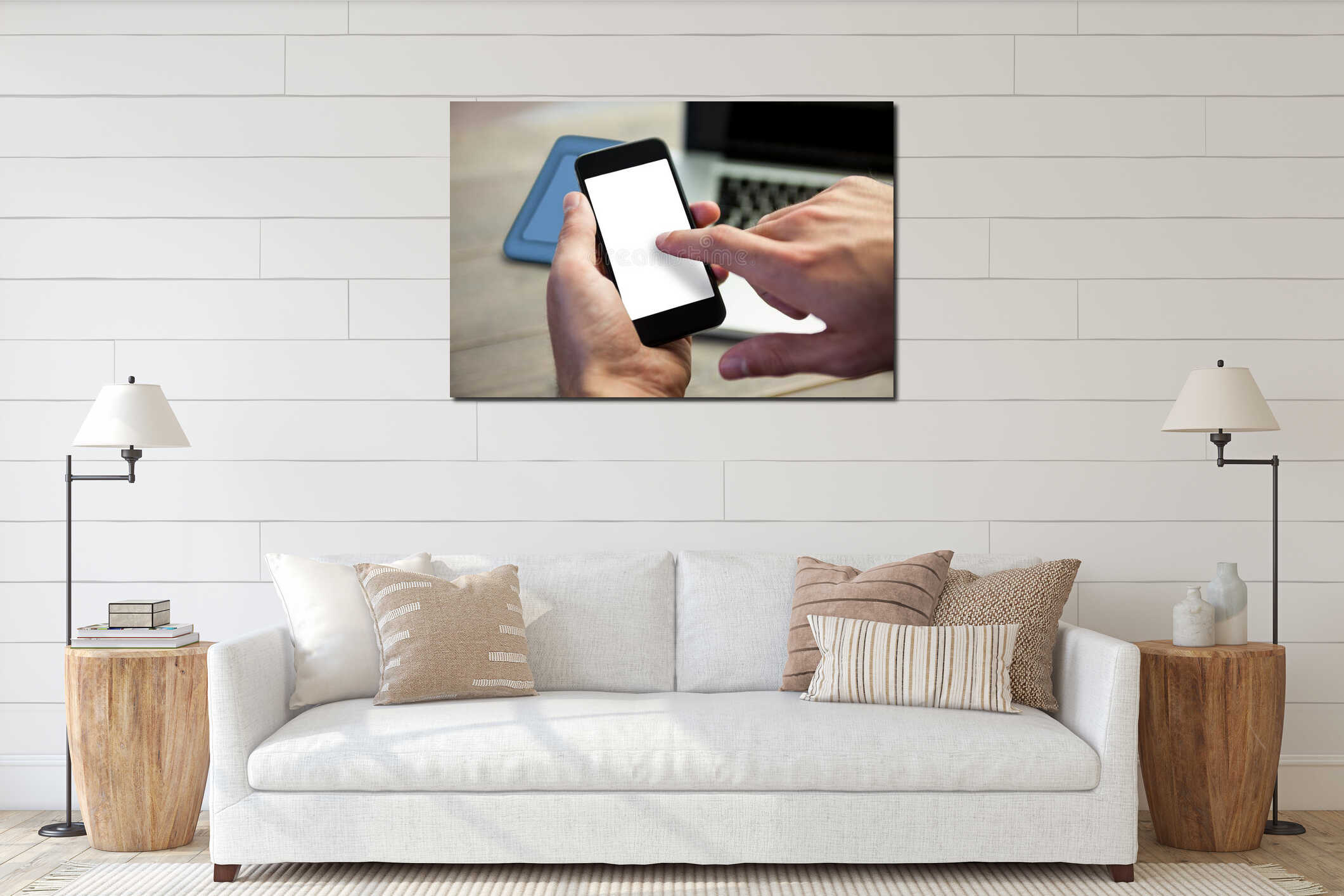 Canvas hanging interior mockup