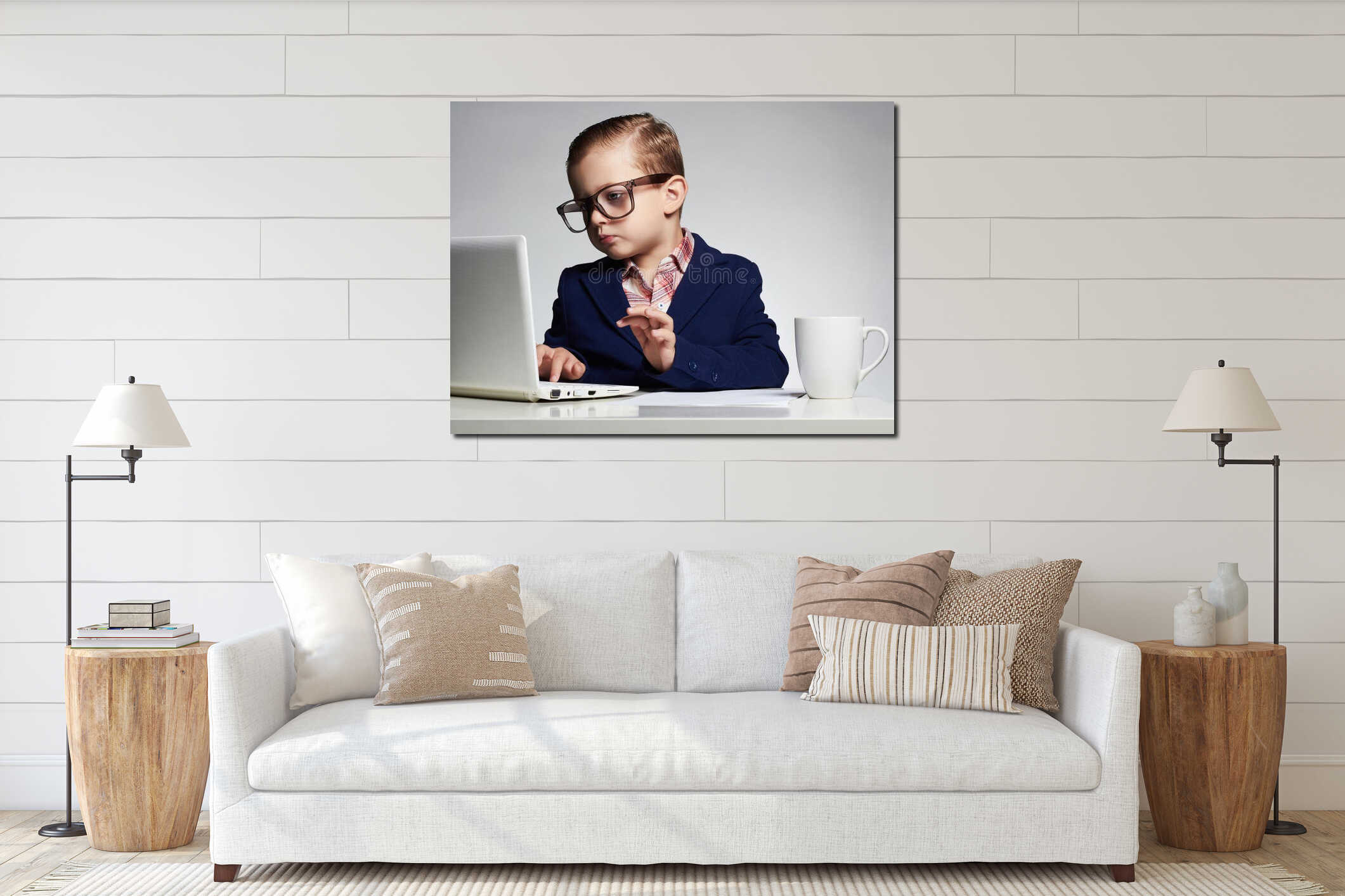 Canvas hanging interior mockup