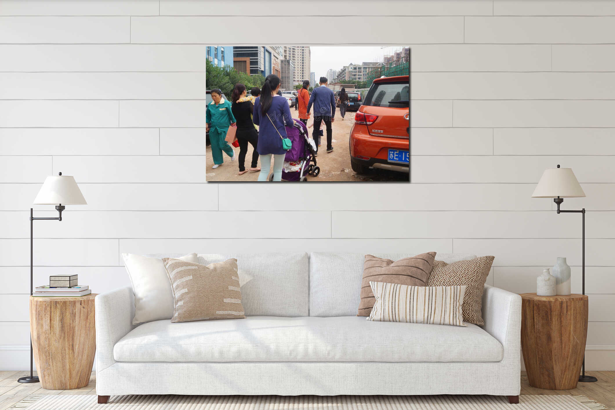 Canvas hanging interior mockup